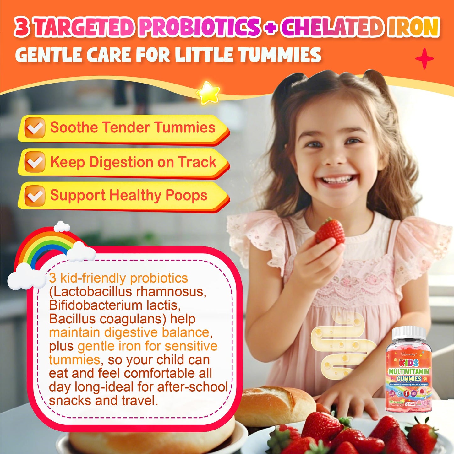 Tcemundry Kids Multivitamin Gummies, 60 Gummies
