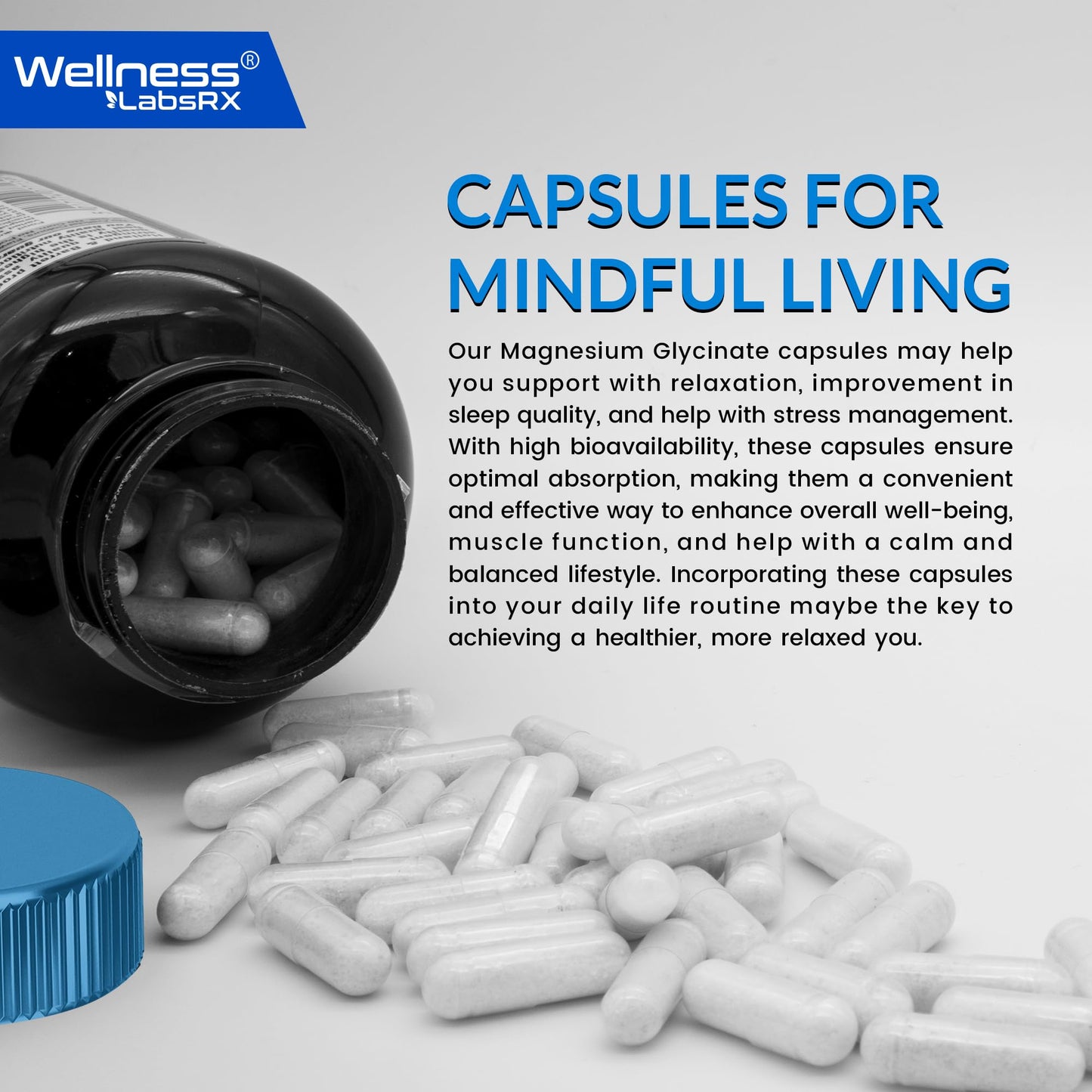 WELLNESS LABSRX Magnesium Glycinate 750mg Capsule, 120 Count