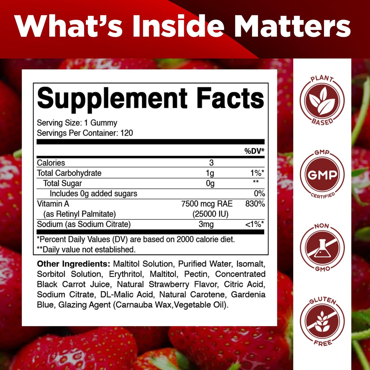 Vitamatic Sugar Free Vitamin A 25000 IU Gummies, 120 Count