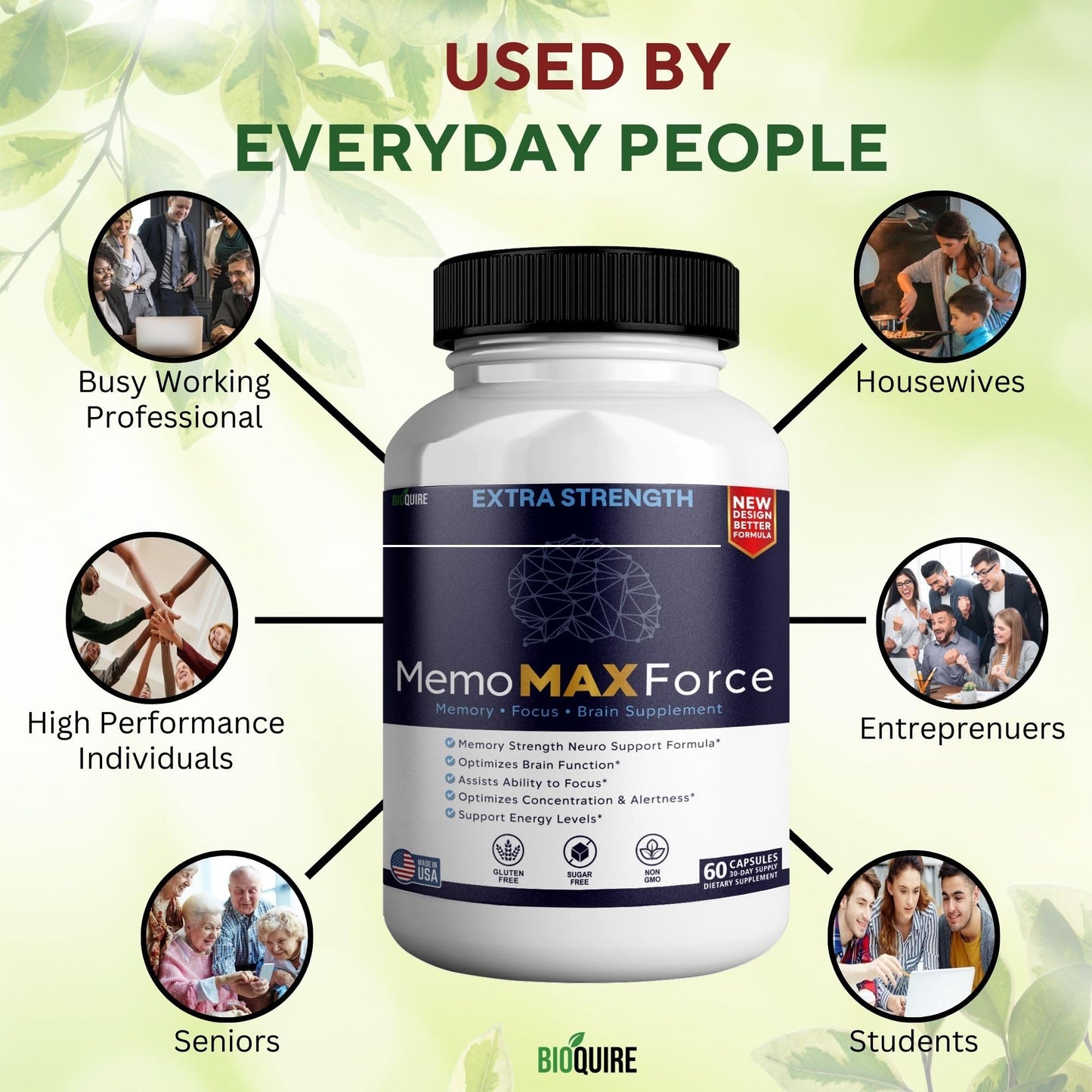 BIOQUIRE MemoMAX Force Extra Strength Brain Supplement 60 Capsules