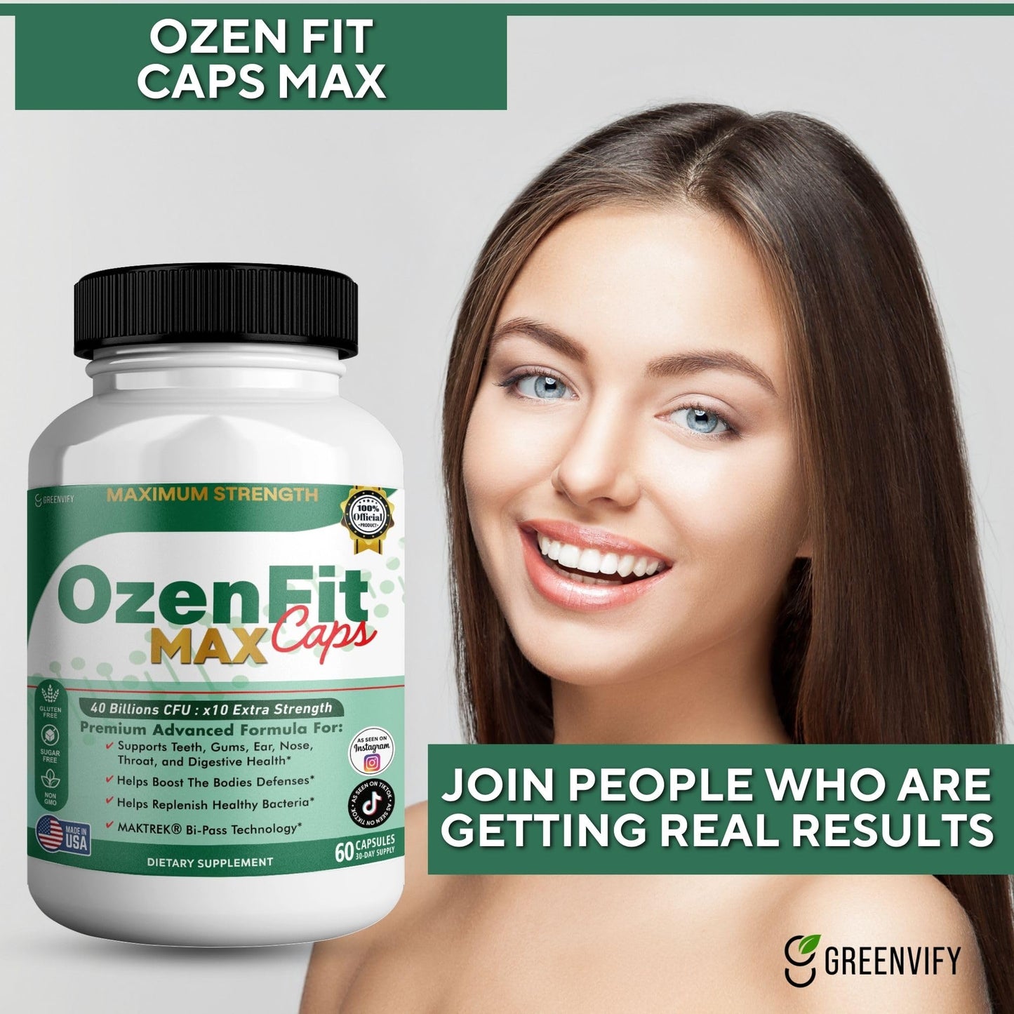 GREENVIFY OzenFit Caps Max Probiotic Supplement Capsule, 60 Capsules