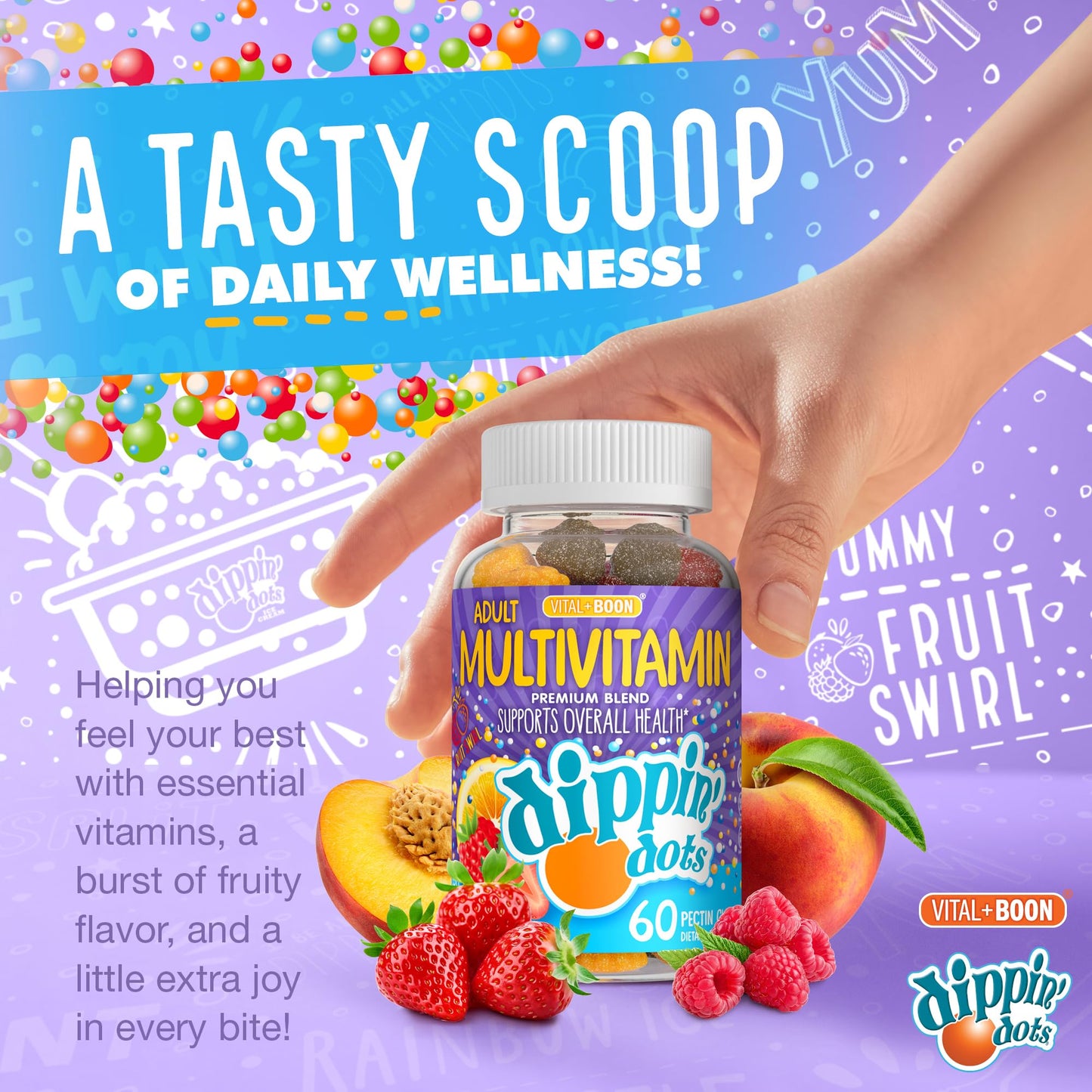 Vital+Boon Dippin' Dots Multivitamin Gummies for Adults, 60 Count