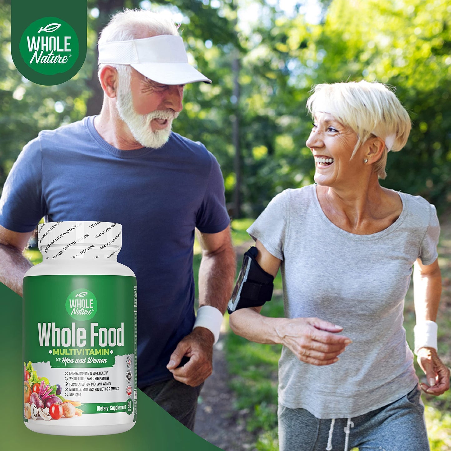 Whole Nature Whole Food Multivitamin for Men and Women Complete Daily Superfood Vitamins Plus Minerals Digestive Enzymes Probiotics and Omegas Plant Based Multi Vitamin Non-GMO 90 Capsules