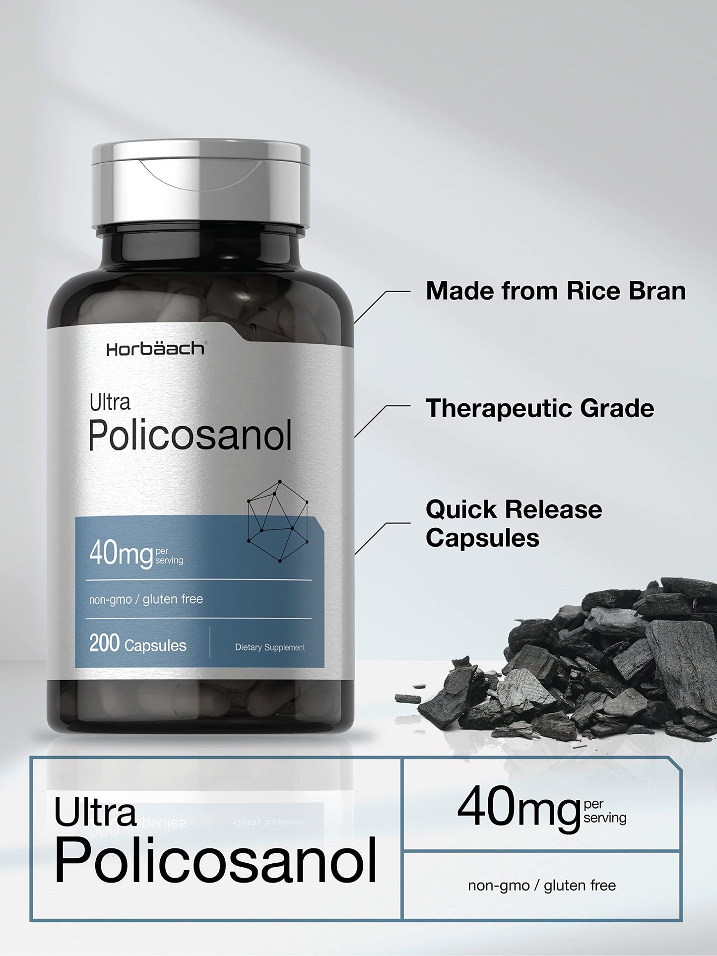 Horbäach Policosanol 40mg Capsule, 200 Count