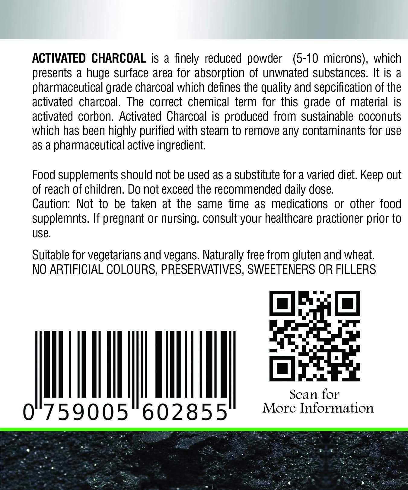 NutreeVit Activated Charcoal Capsules 200 Count