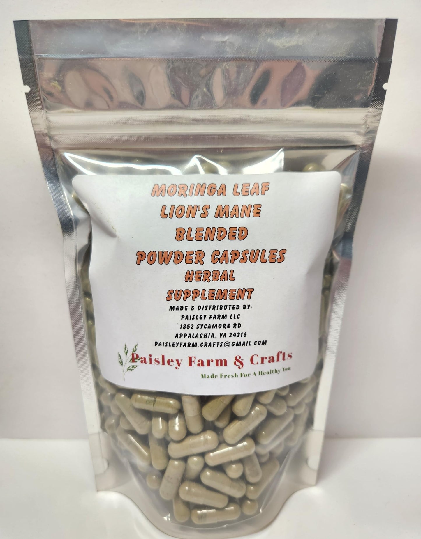PAISLEY FARM & CRAFTS MADE FRESH FOR A HEALTHY YOU Blended Moringa Leaf/Lion's Mane Powder Capsule 1 Count