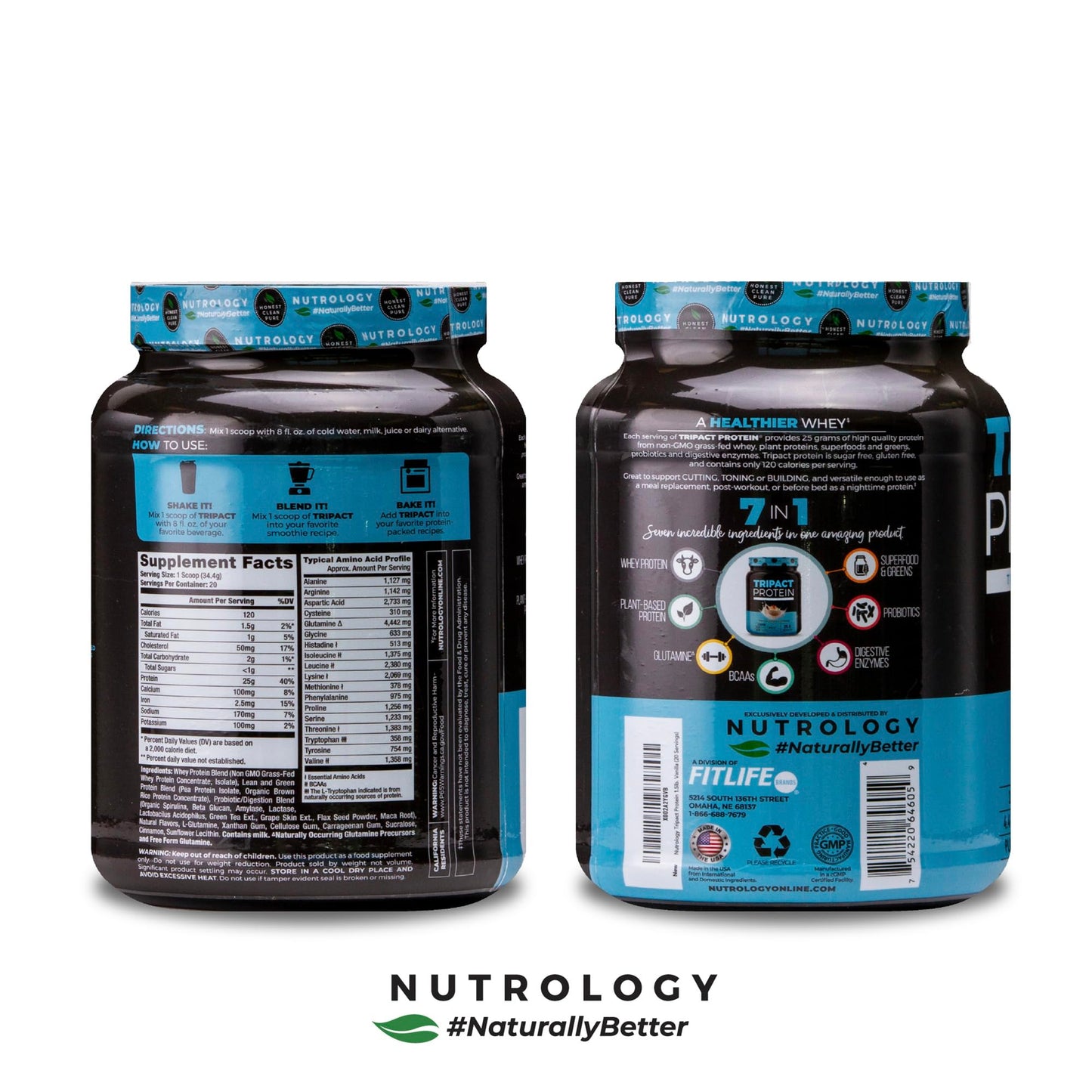 Nutrology TRIPACT Protein Powder Vanilla Latte Cinnamon, 24 Servings