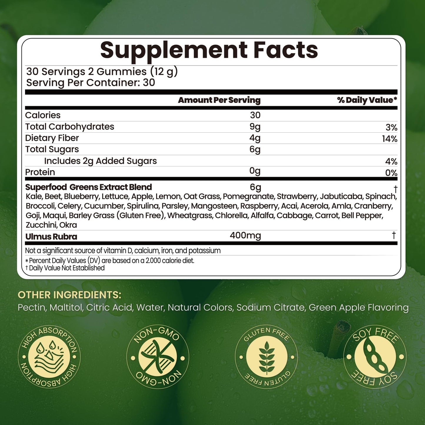 VerdiGusto Greens Gummies 60 Count