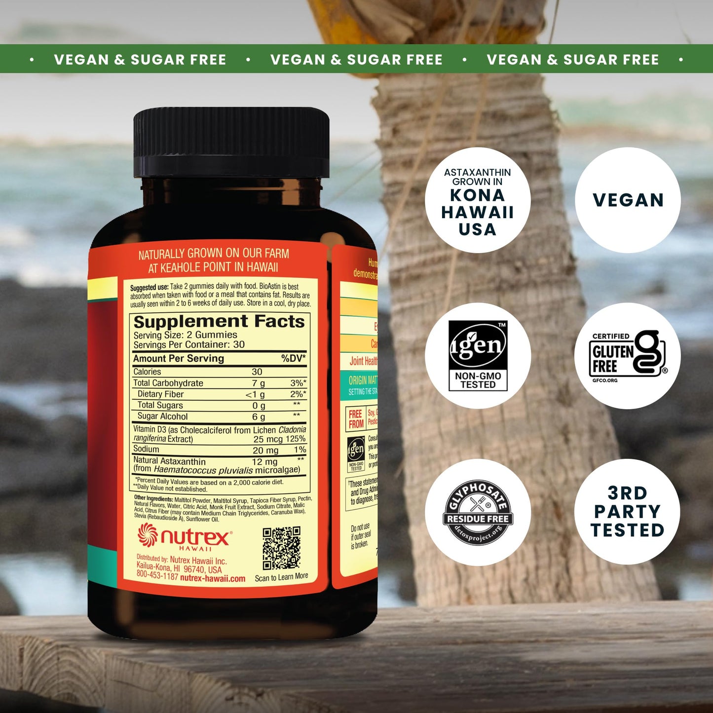 Nutrex Hawaii Vegan BioAstin Hawaiian Astaxanthin 12mg Gummies, 60 Count
