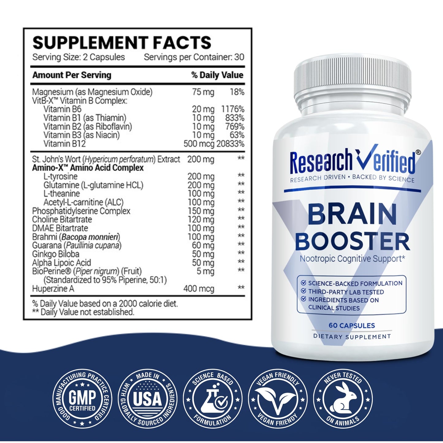 Research Verified Brain Booster Capsule, 60 Vegan Capsules