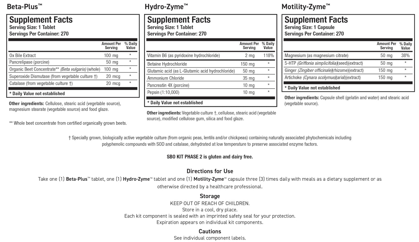 BIOTICS RESEARCH SBO Kit Phase 2 3-Month Supply Kit Capsules and Tablets 270