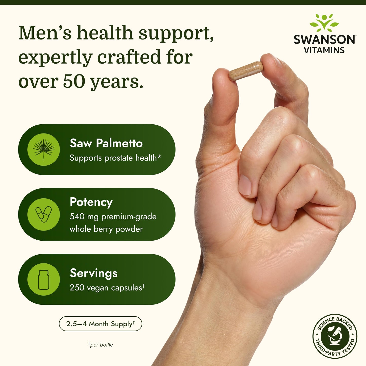 Swanson Saw Palmetto Full Spectrum 540 mg Capsules 500 Count