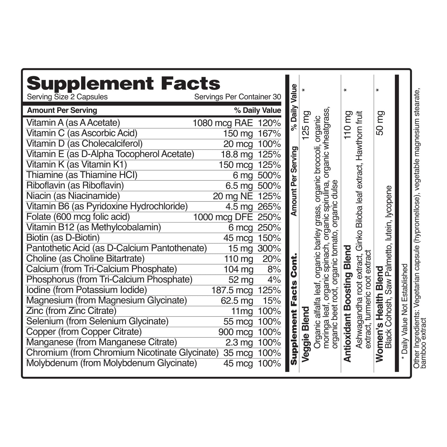 Snap Supplements Daily Multivitamin for Women, 60 Capsules