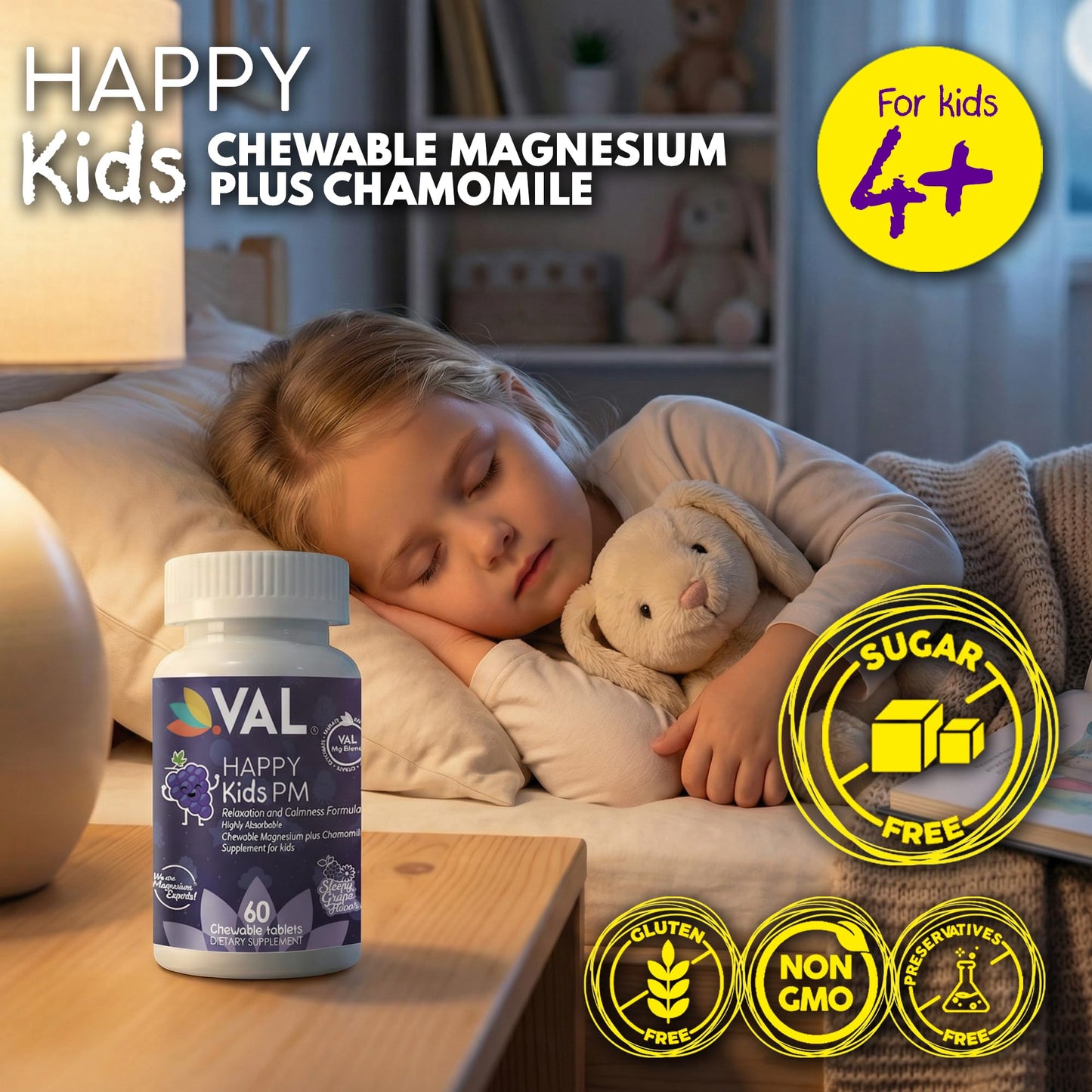 VAL Kids PM Magnesium Tablets, 60 Count