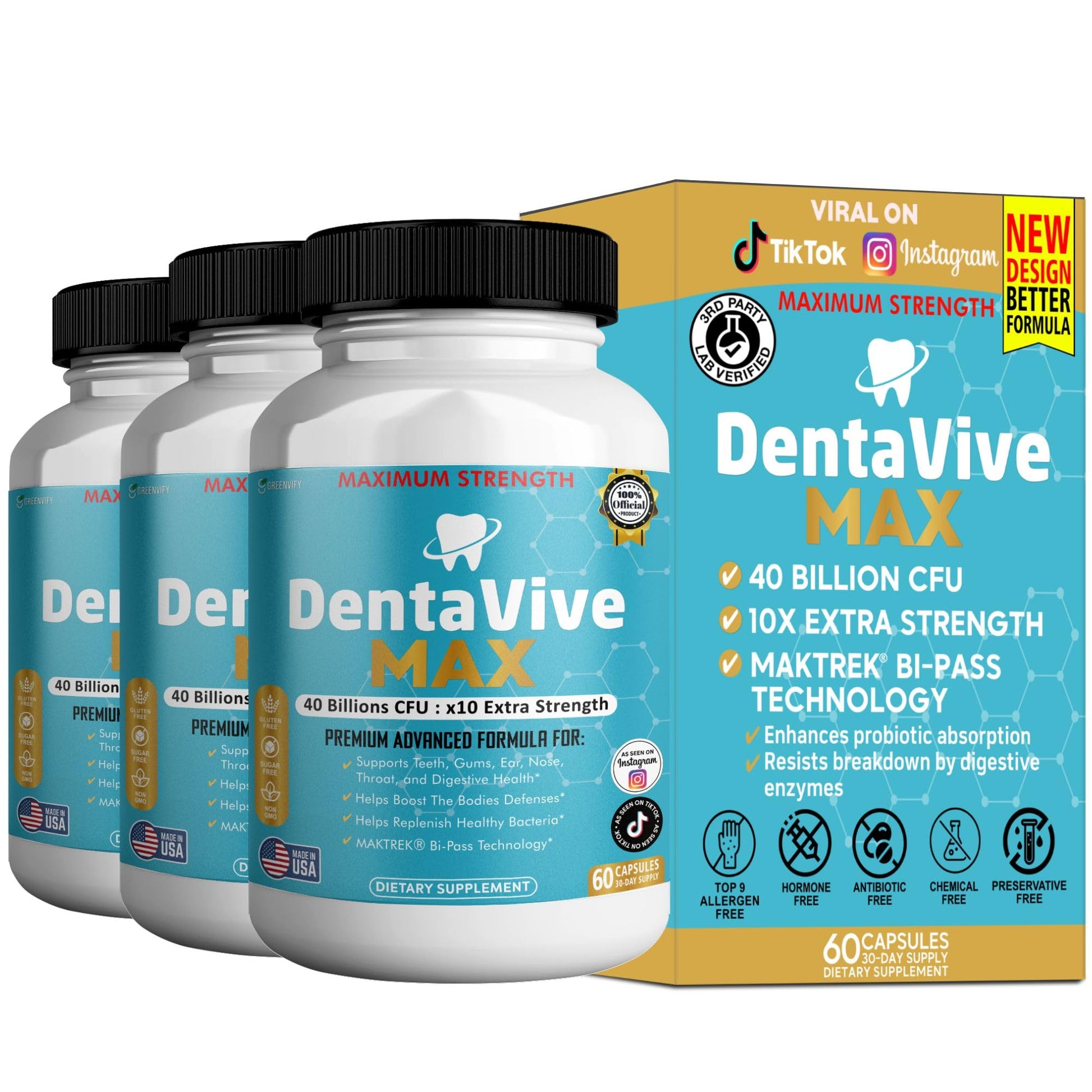GREENVIFY DentaVive Max Probiotic Supplement Capsule, 60 Capsules
