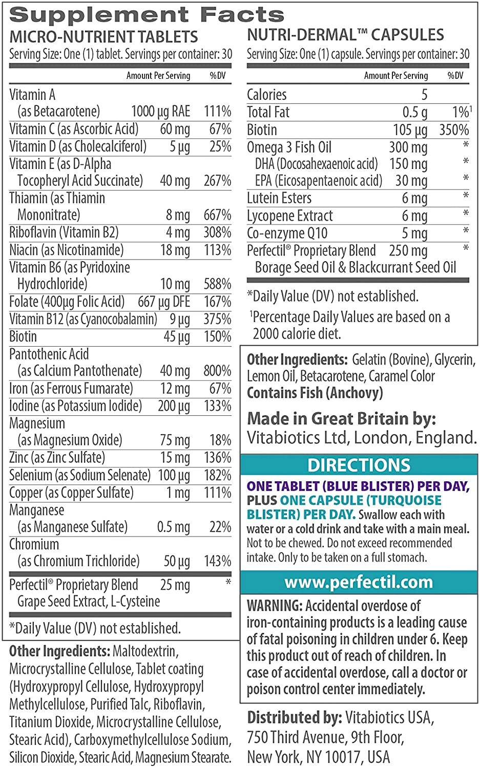 Vitabiotics Perfectil Plus Skin Extra Support Tablets, 28 Tablets