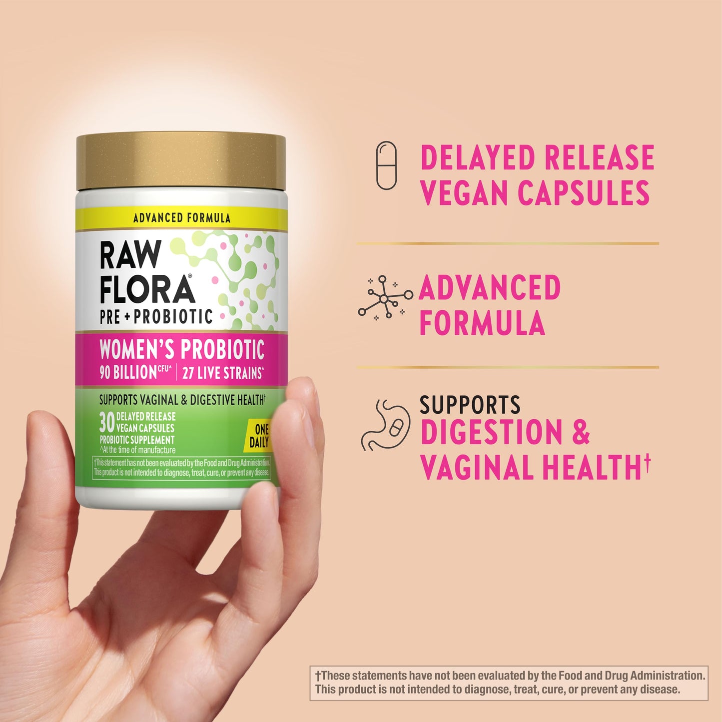 Raw Flora Probiotics for Women with Prebiotic Capsule 30 Count