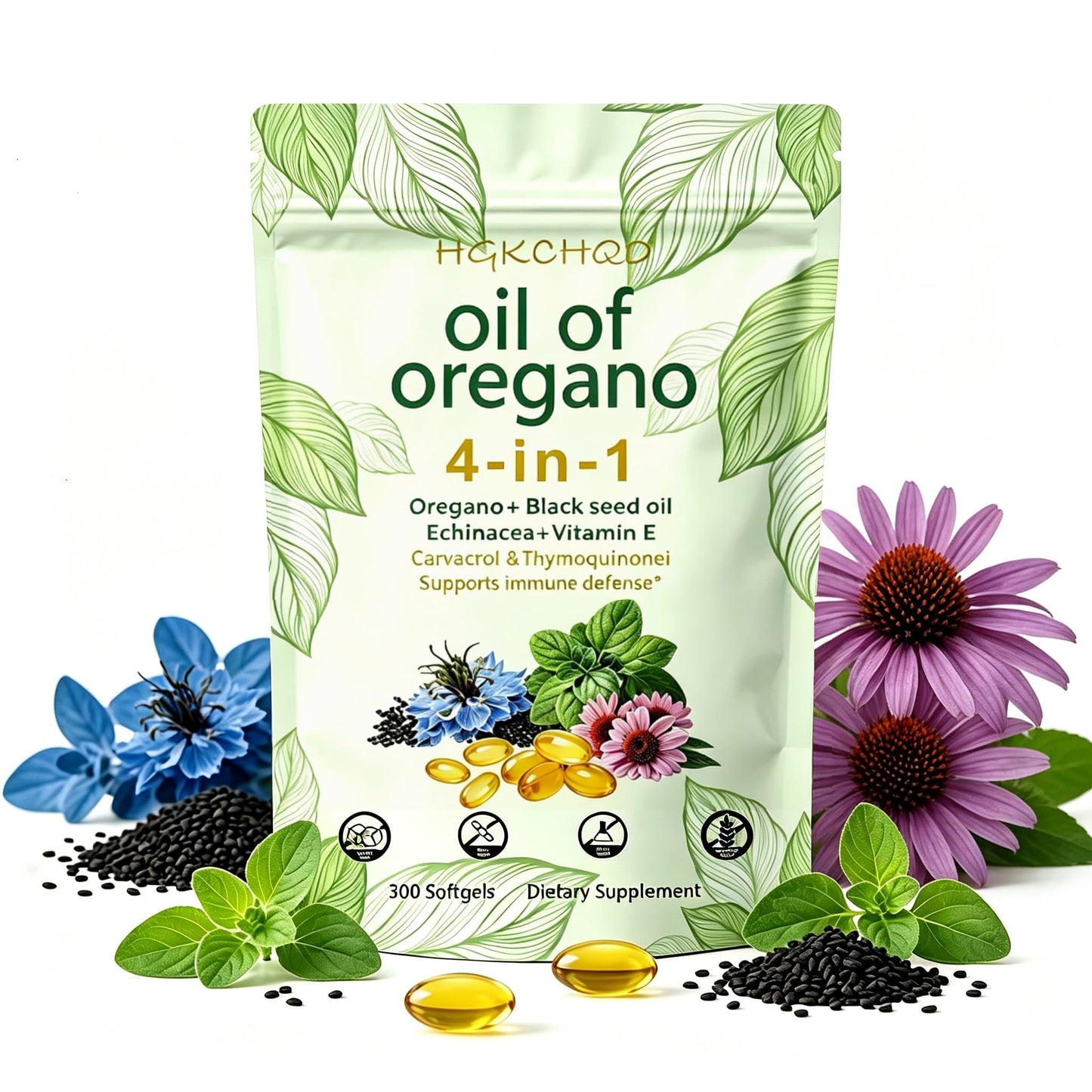 HGKCHQO Oregano Oil Softgels, 300 Count