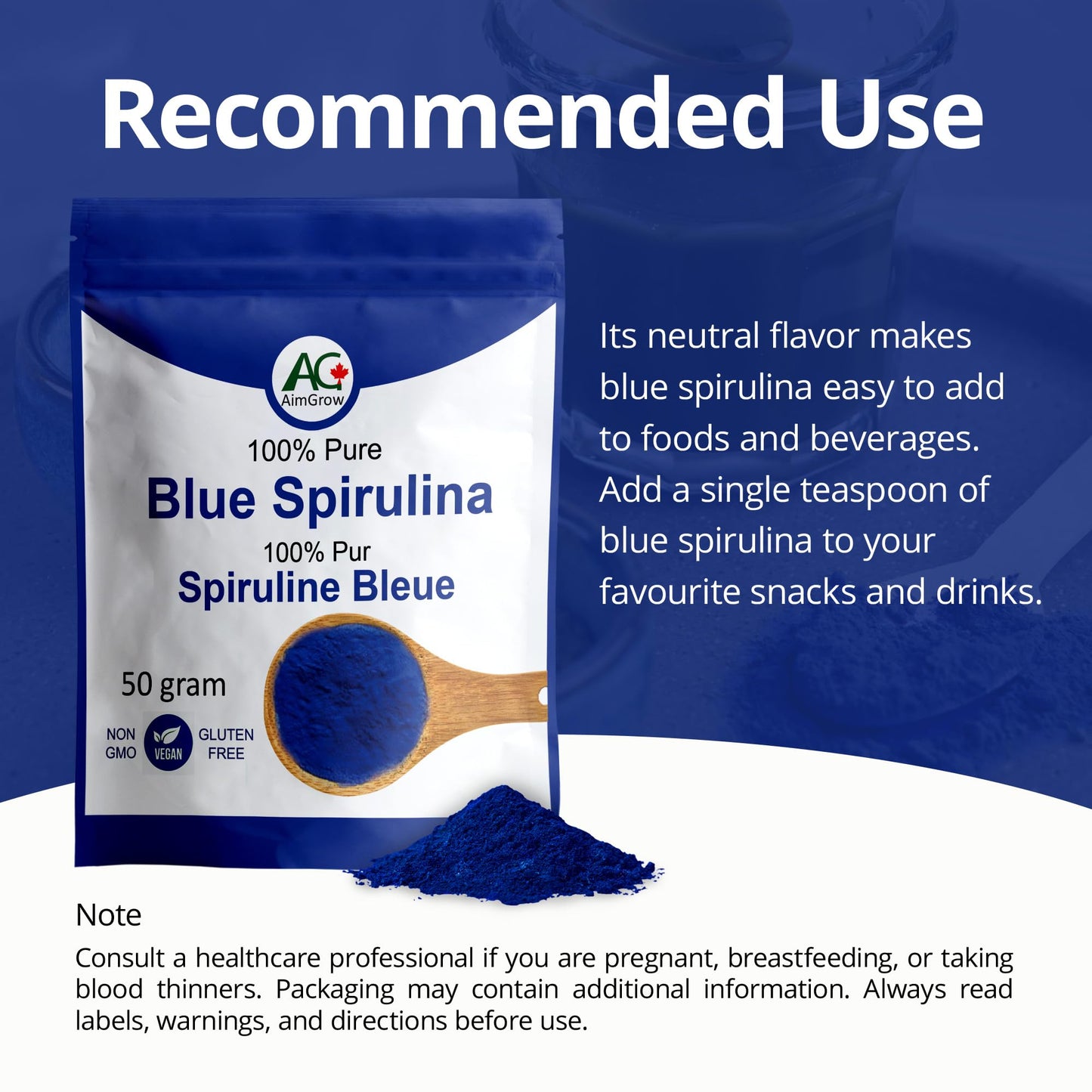 Aimgrow Blue Spirulina Powder, 50 Grams