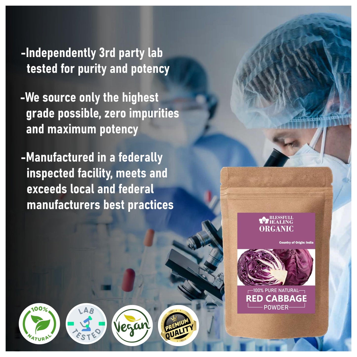 Blessfull Healing Organic Red Cabbage Powder, 7.05 oz