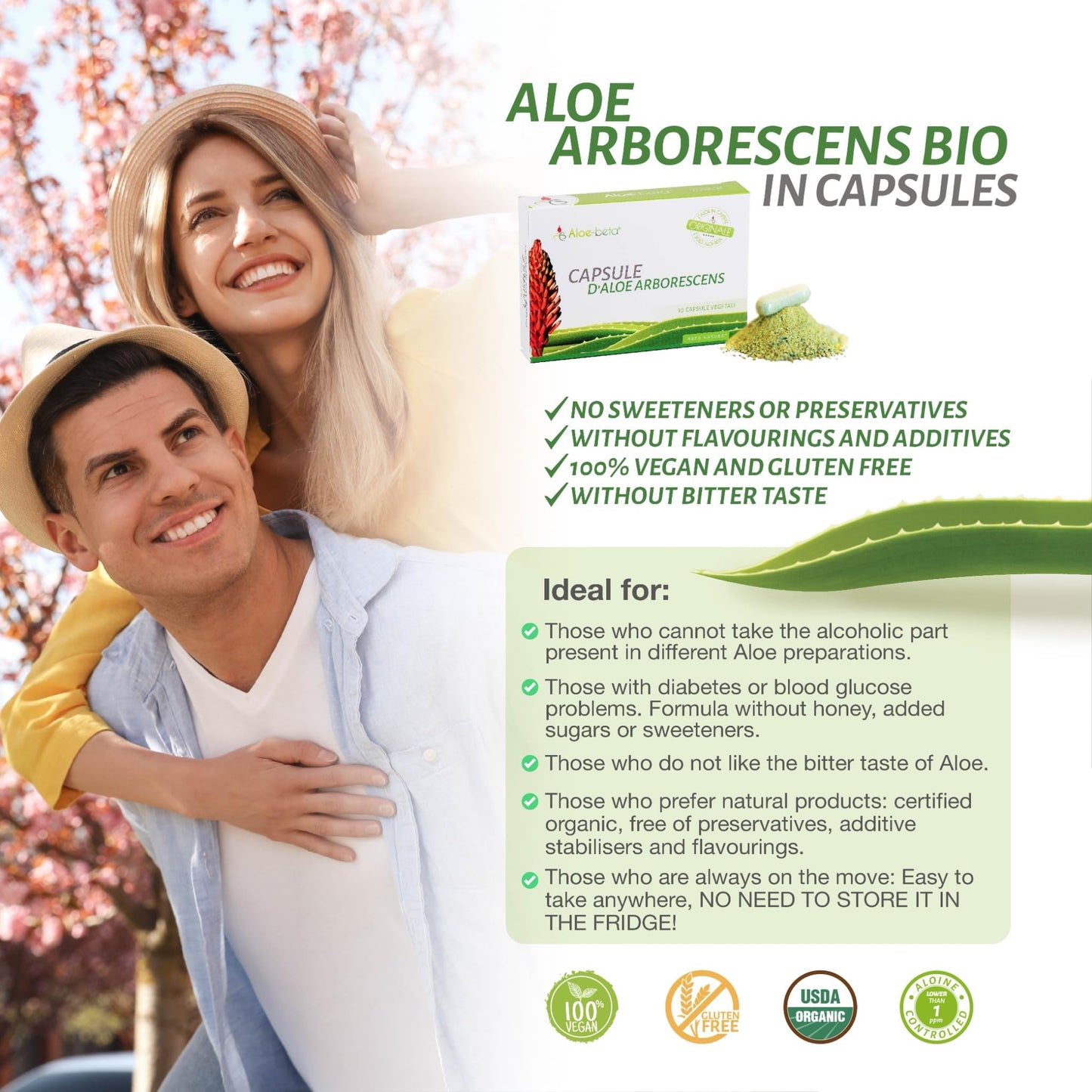 Aloe-beta Aloe Arborescens Natural Power Capsules, 0.53 oz (Pack of 1)