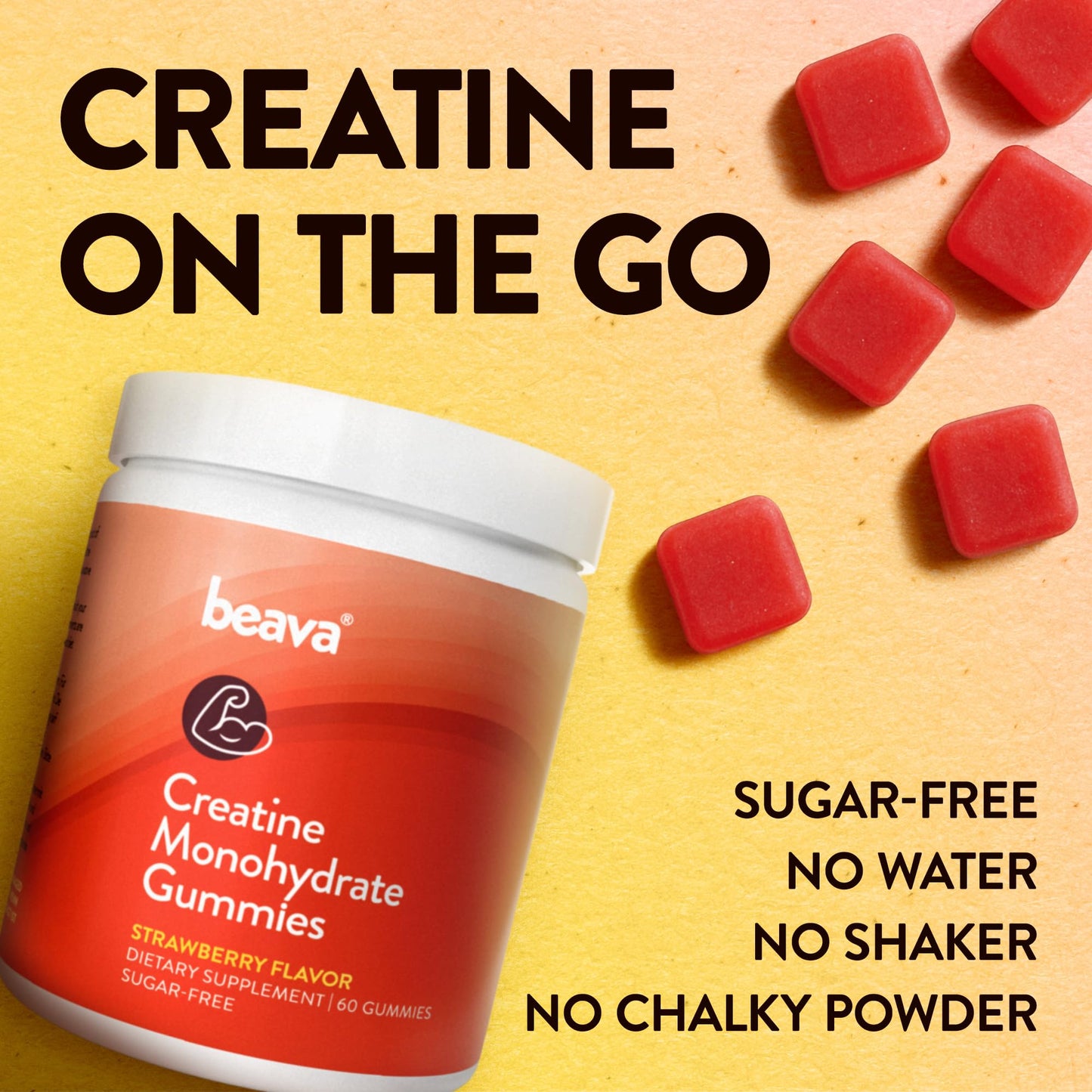 Beava Creatine Monohydrate Gummies, Gummy, 90 Count