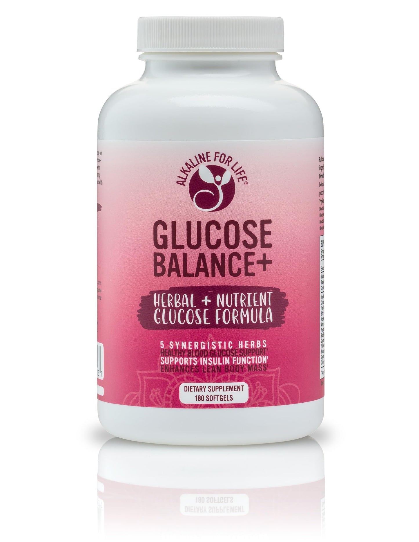 Alkaline for Life Glucose Balance+ Blood Sugar Complex with Chromium Citrate, Vanadium Ascorbate & Banaba Leaf 180 Softgels