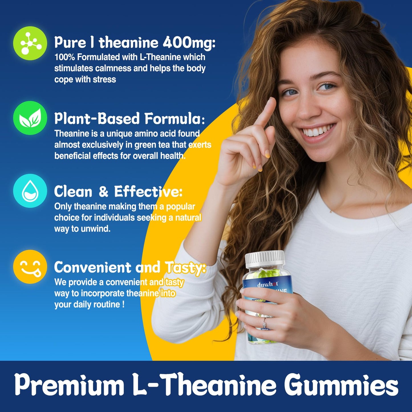 duwhot L-Theanine Gummies 200/400mg, 120 Chewables