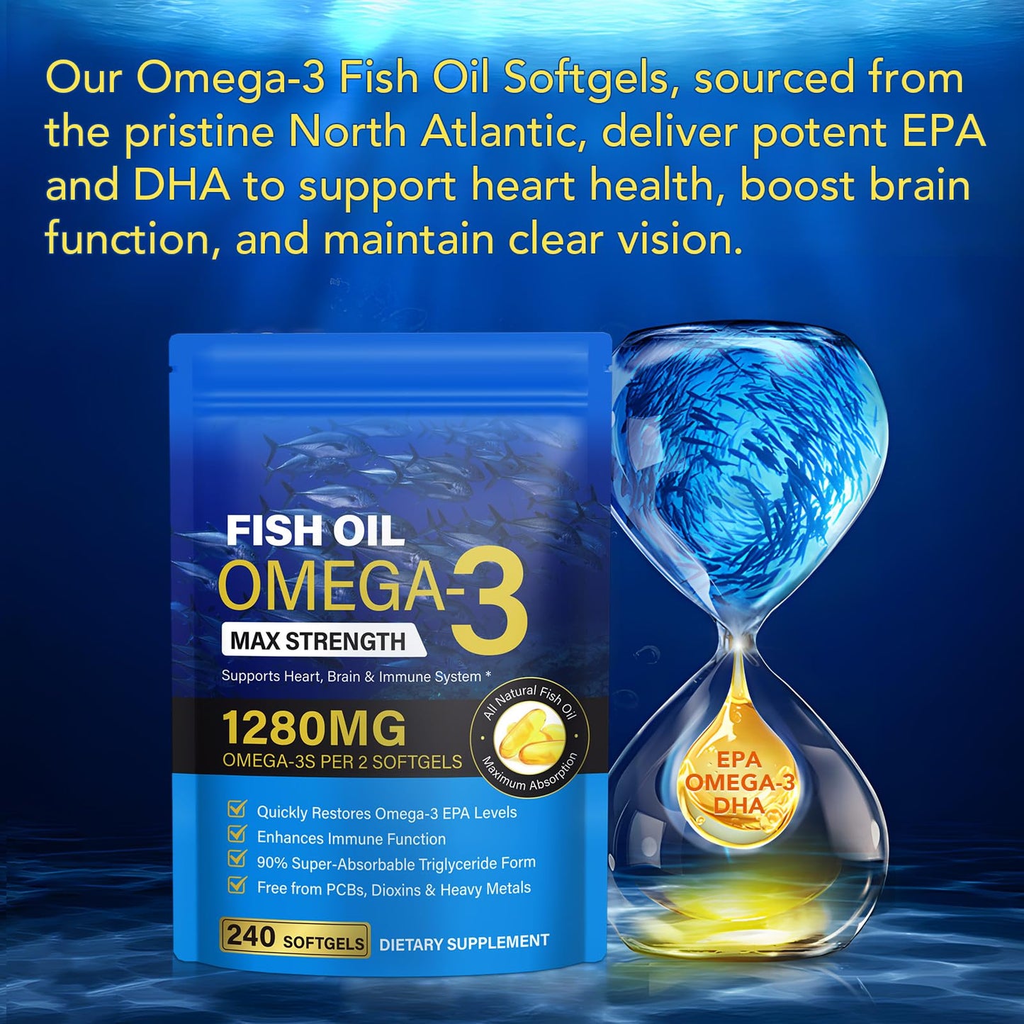 AEBEFBAW Omega 3 Fish Oil Softgel 240 Count