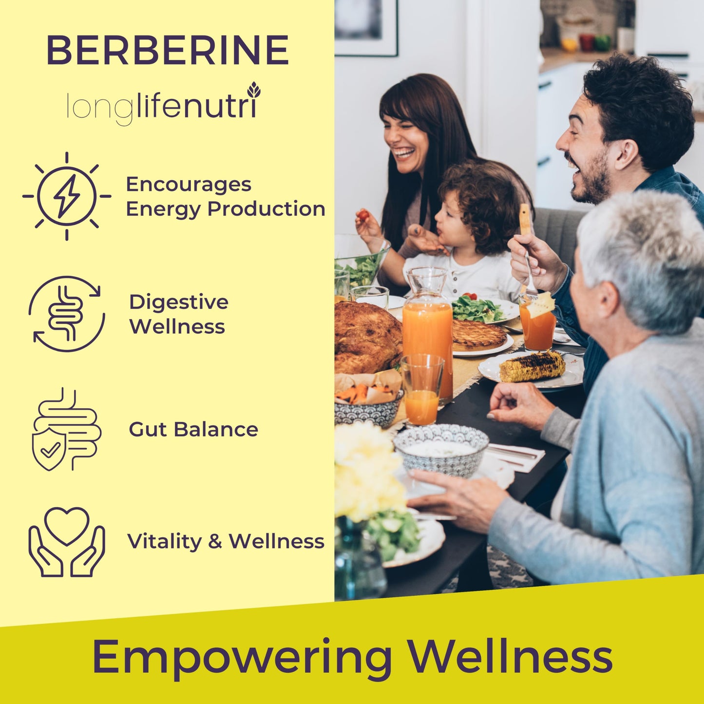 LongLifeNutri Berberine 500mg HCL Extract Vegetarian Capsules, 180 Count