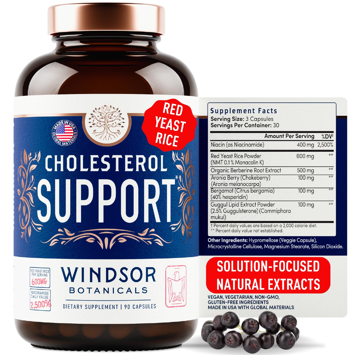 WINDSOR BOTANICALS Cholesterol Supplements Capsules 90