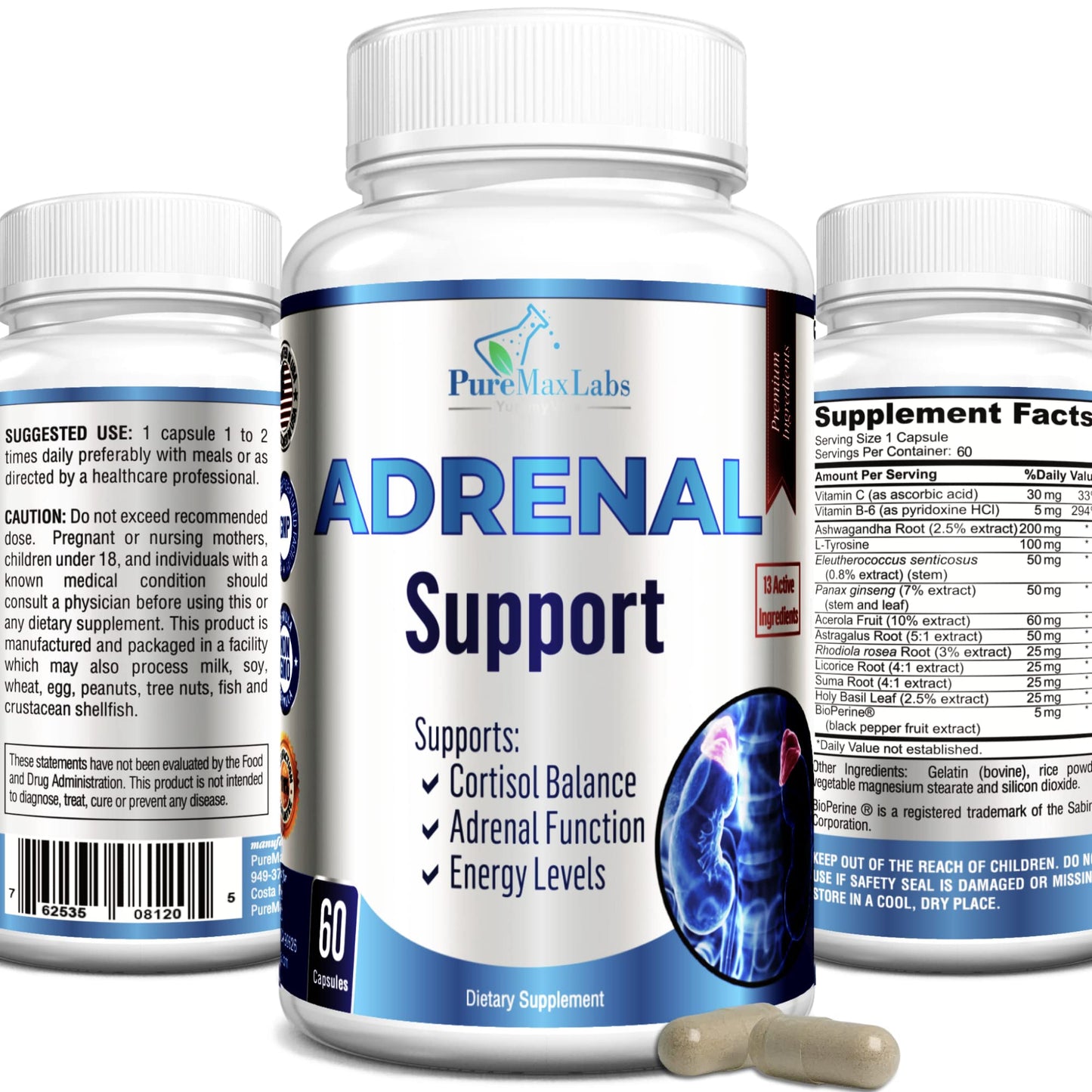 YUMMYVITE Adrenal Support, Cortisol Manager, Adrenal Health Capsule 60 Count