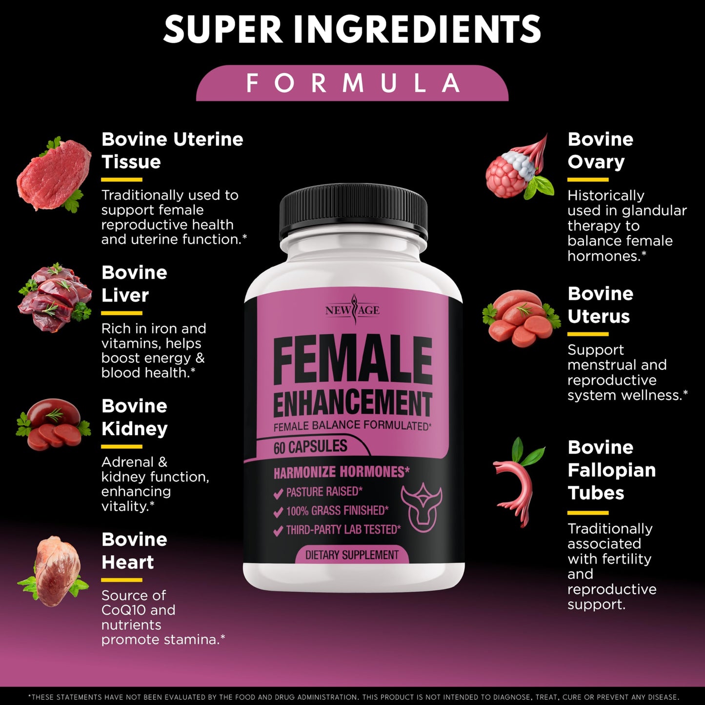 NEW AGE Beef Organ Supplement for Women 120 Capsules