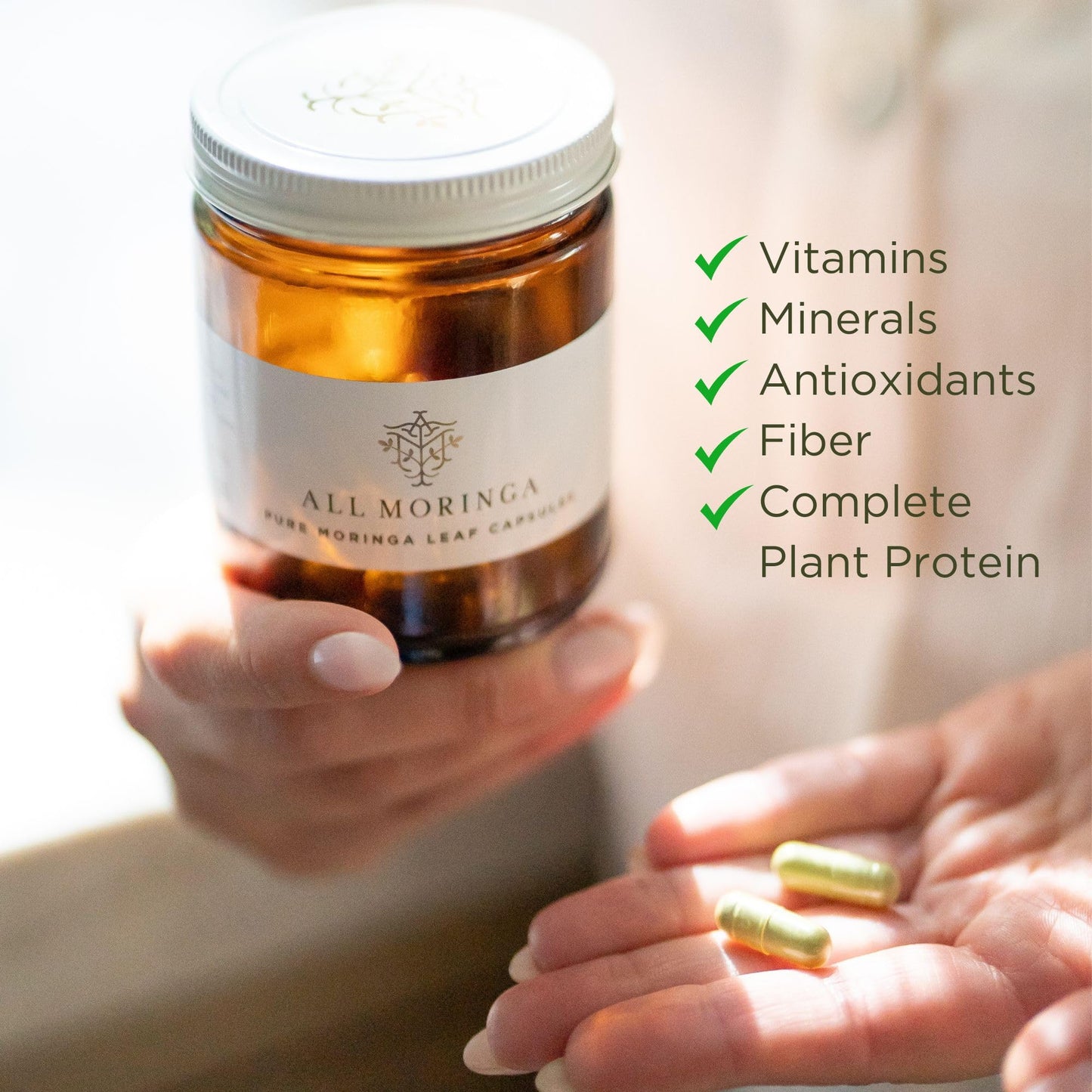 A M Premium Organic Moringa Oleifera Leaf Powder Capsules 120 Capsules