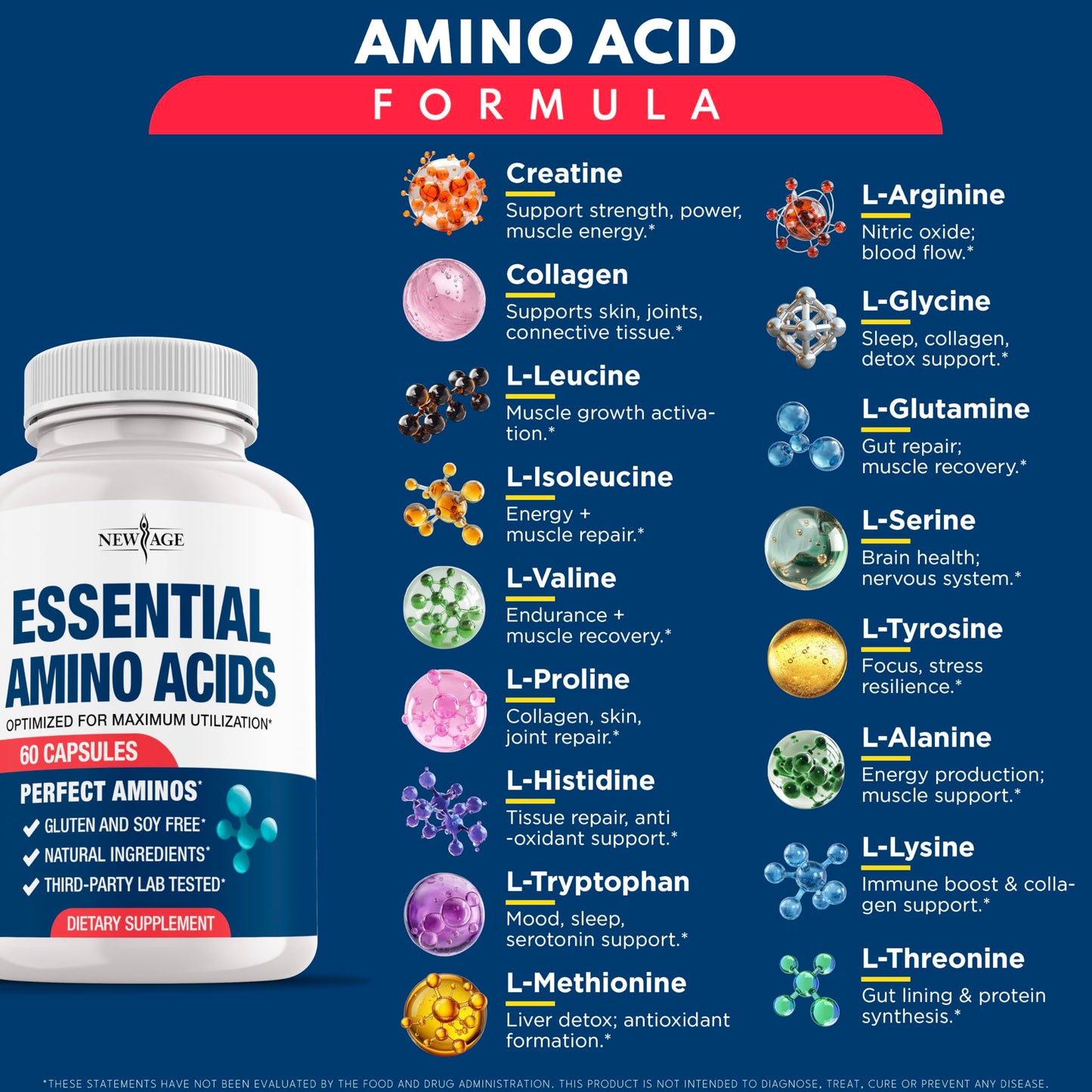 NEW AGE Amino Acid Complex Capsules, 120 Count