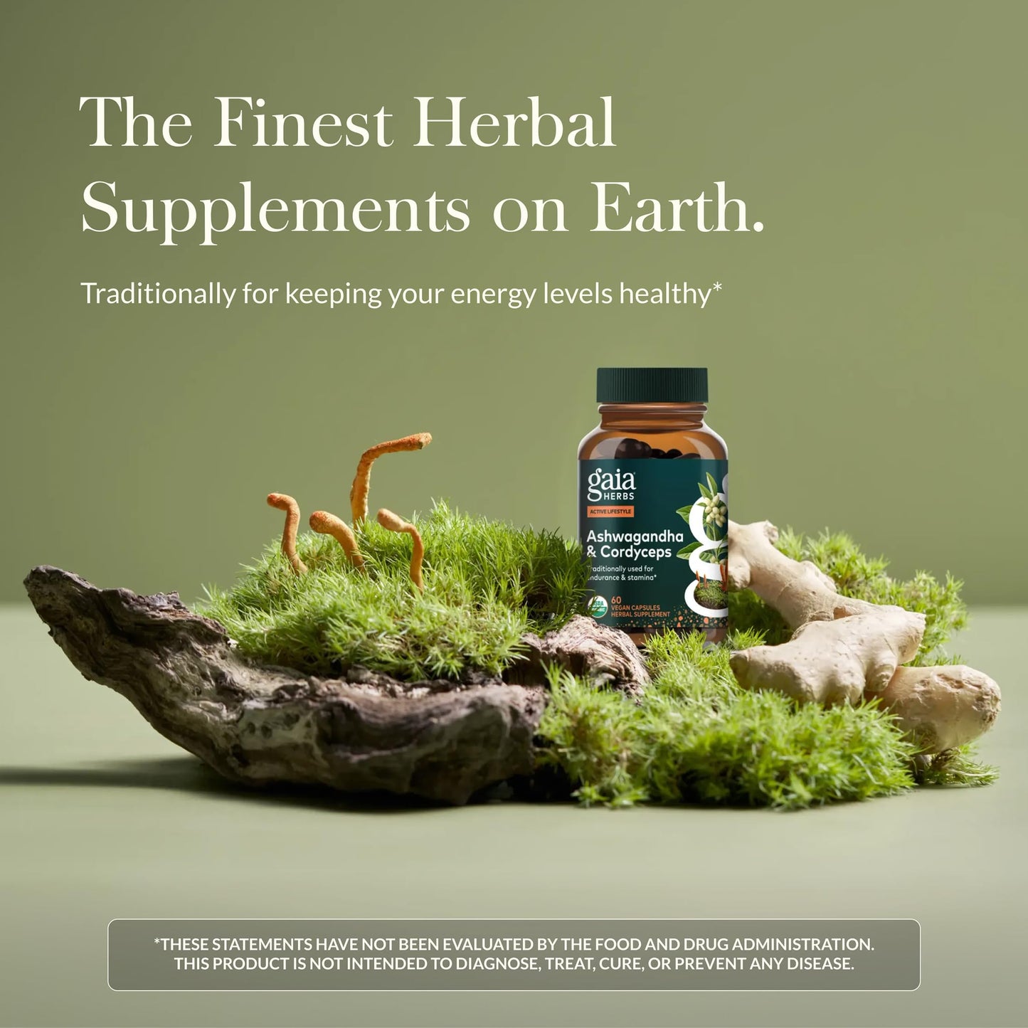Gaia Herbs Adaptogen Performance Energy Support Supplement with Cordyceps & Ashwagandha, 60 Vegan Capsules