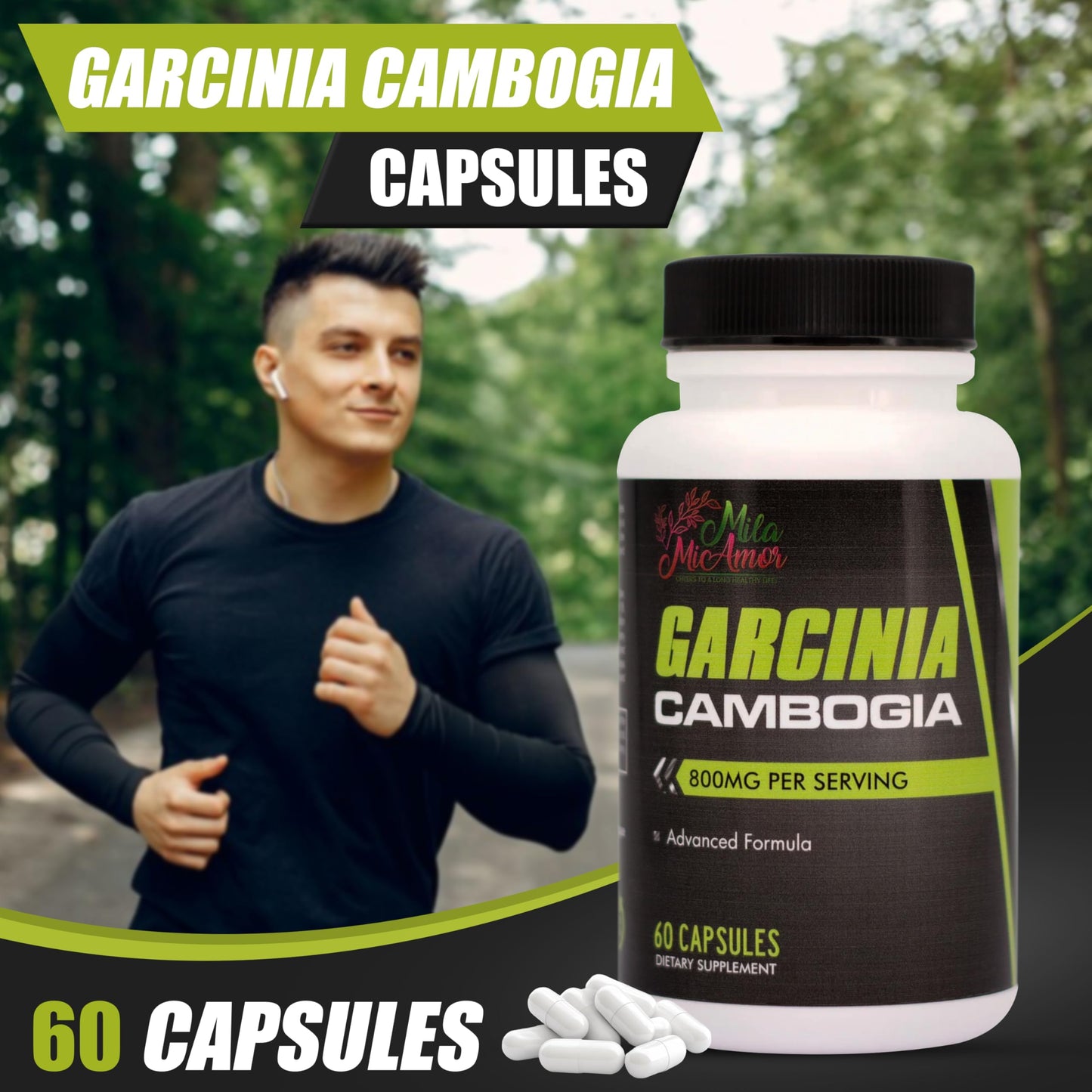 Mila Miamor Garcinia Cambogia Extract Supplement (50% HCA), 800 mg, Capsule, 60 Capsules
