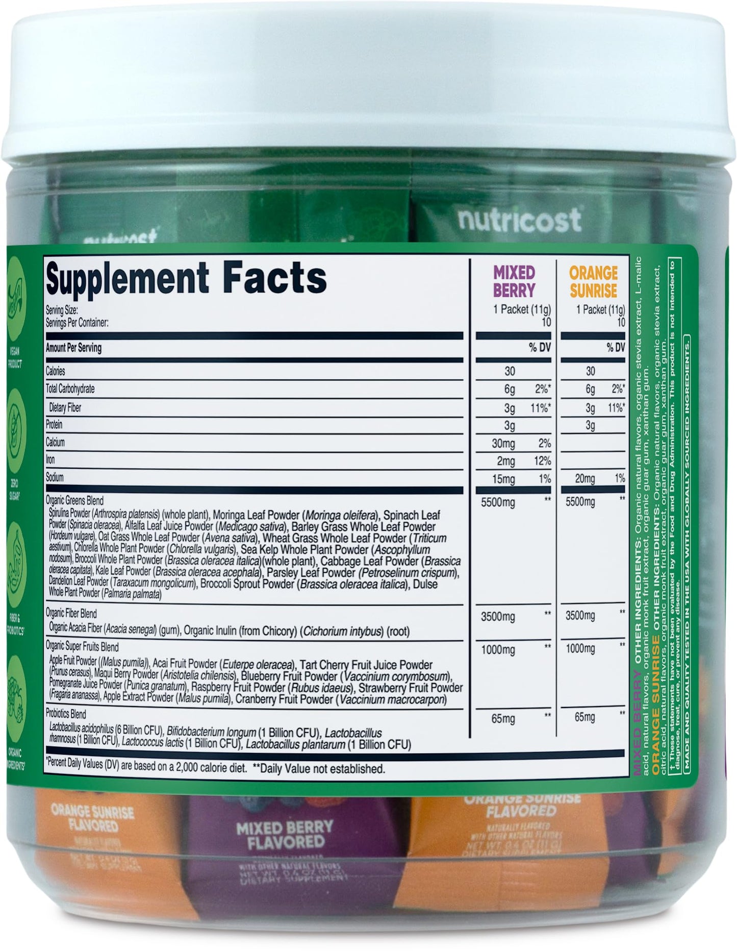 Nutricost Organic Super Greens Variety Pack Powder, 8 oz