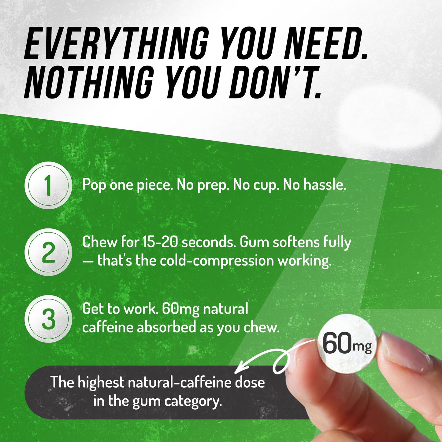 ENERGIZE Wintergreen Caffeine Gum Chewable, 24 Count