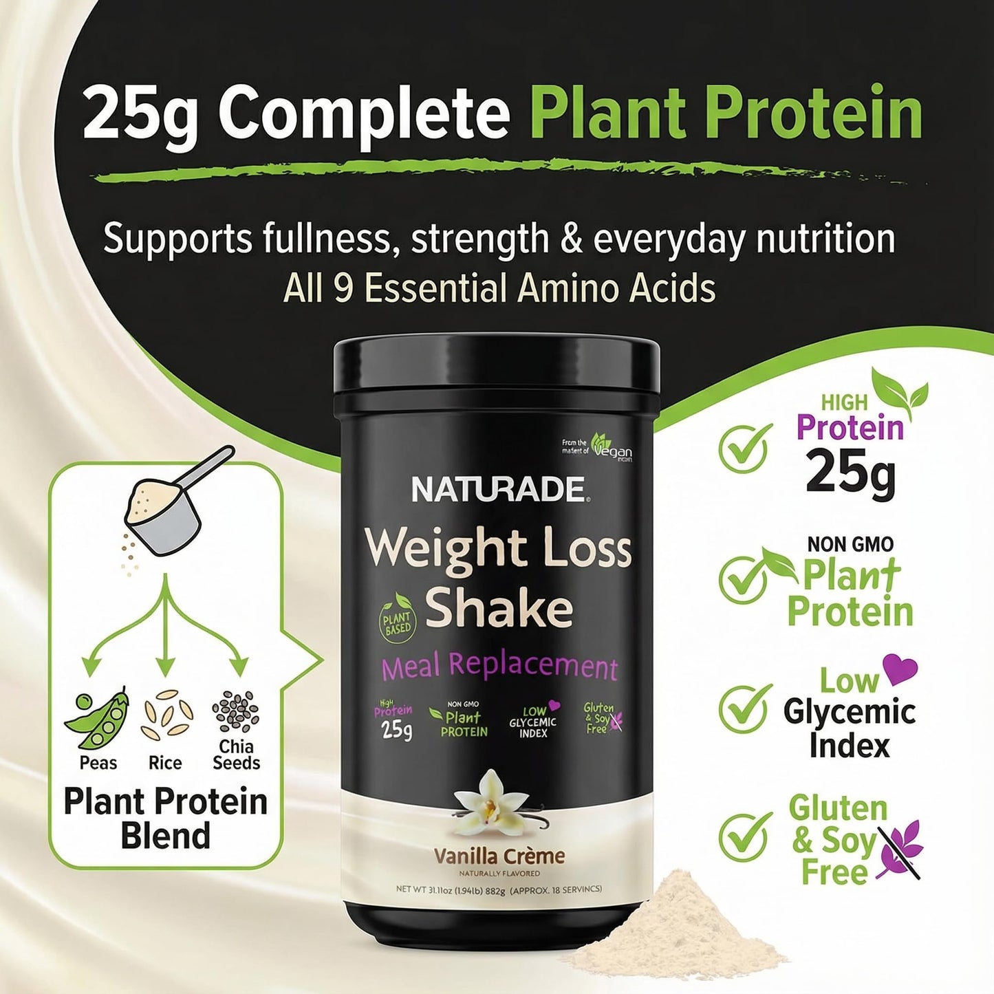 Naturade Plant-Based Meal Replacement Shake Powder 32.4 oz