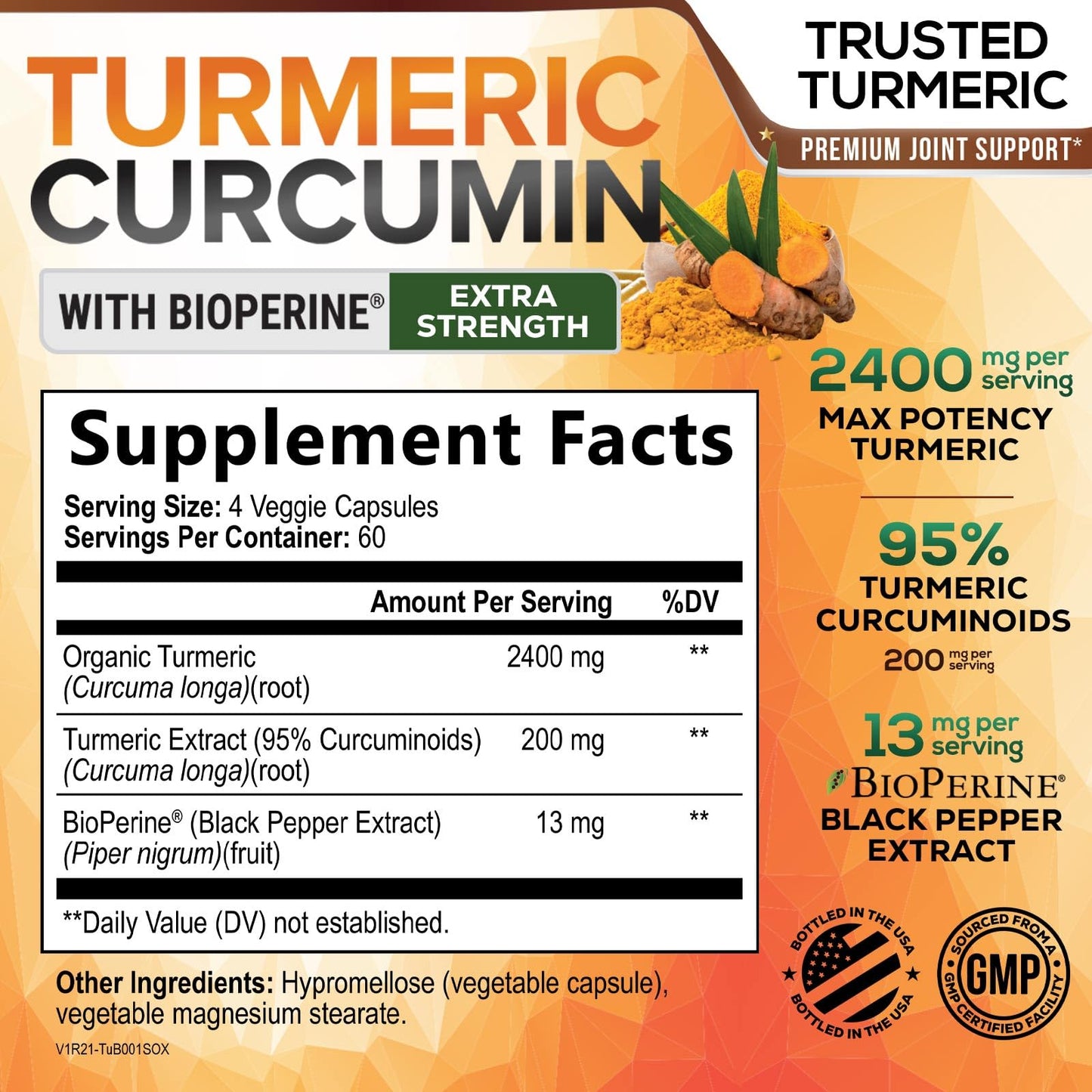 Nature's Nutrition Turmeric Curcumin Supplement, 240 Capsules
