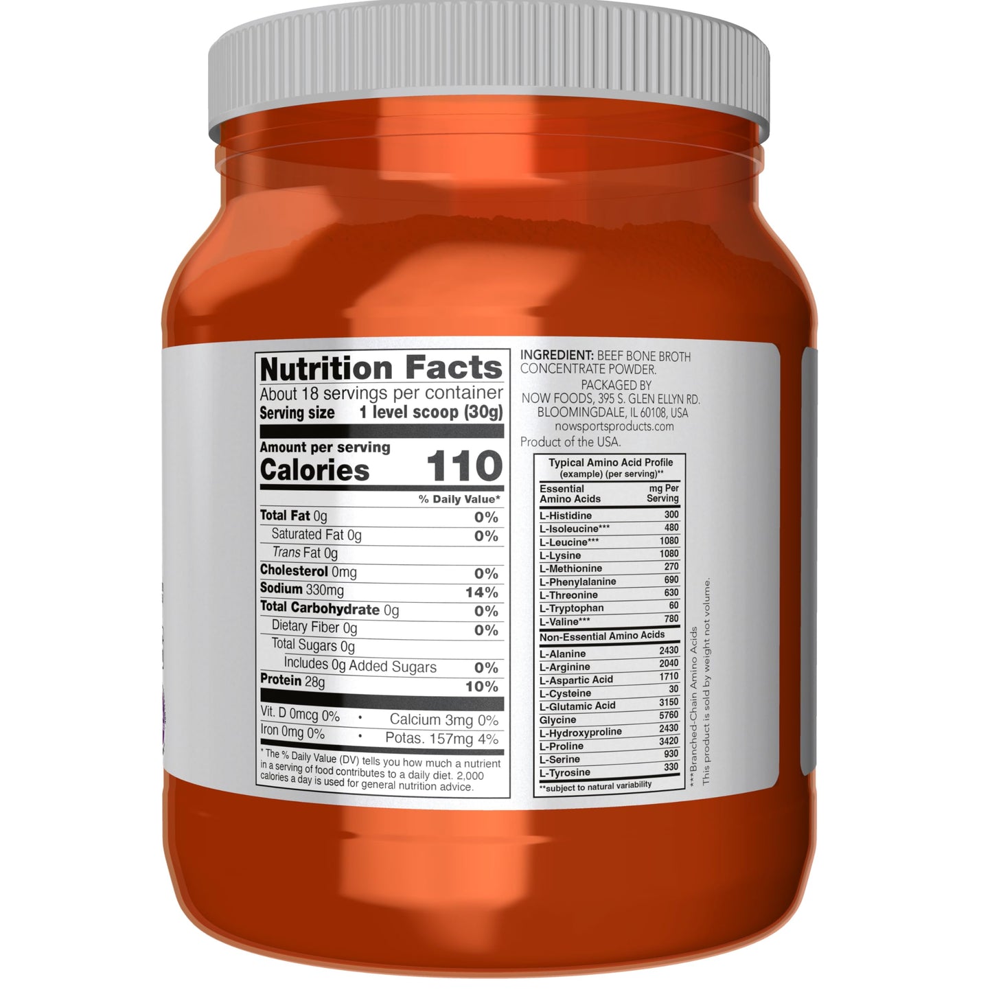 NOW Foods Beef Bone Broth Powder 19.2 oz