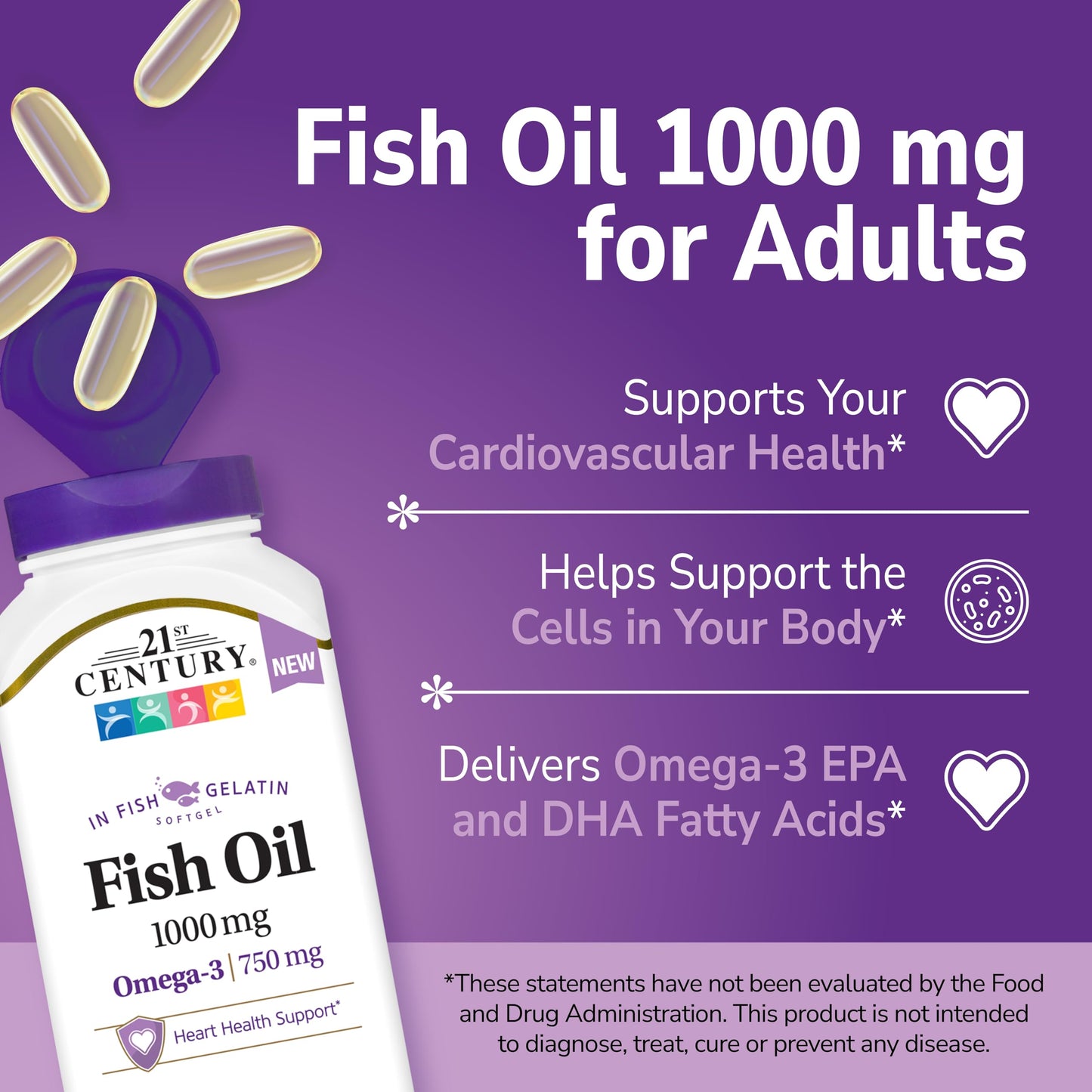 21st Century Fish Oil 1000mg Softgels 90 Count