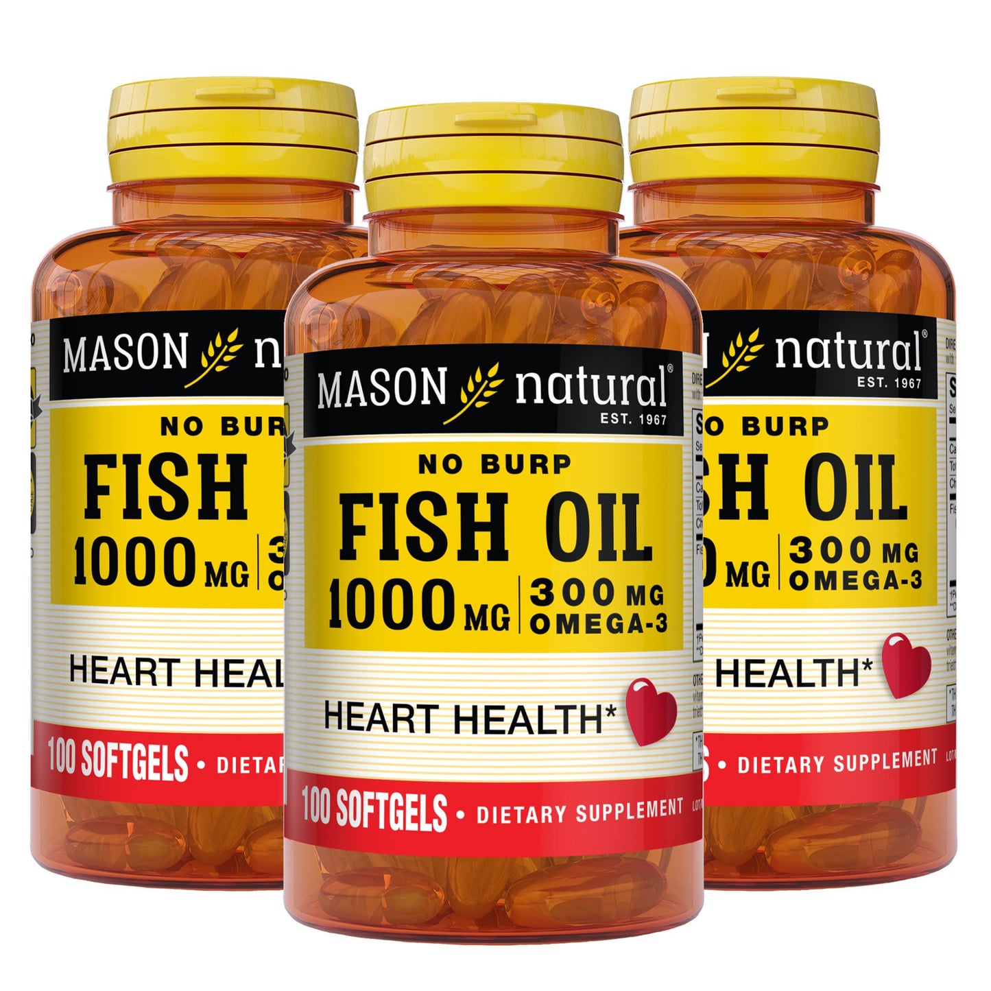 Mason Natural No Burp Fish Oil Softgels, 300 Softgels