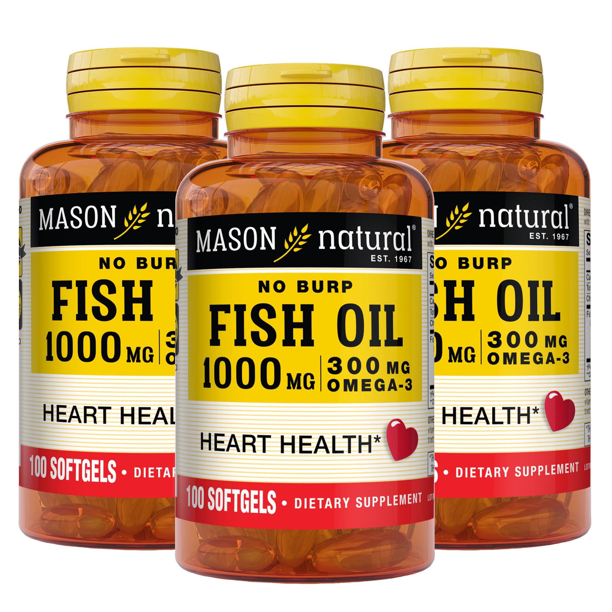 Mason Natural No Burp Fish Oil Softgels, 300 Softgels