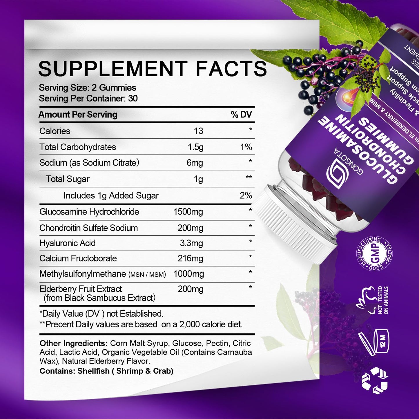 GONGOTA Glucosamine Chondroitin Gummies 60 Gummies