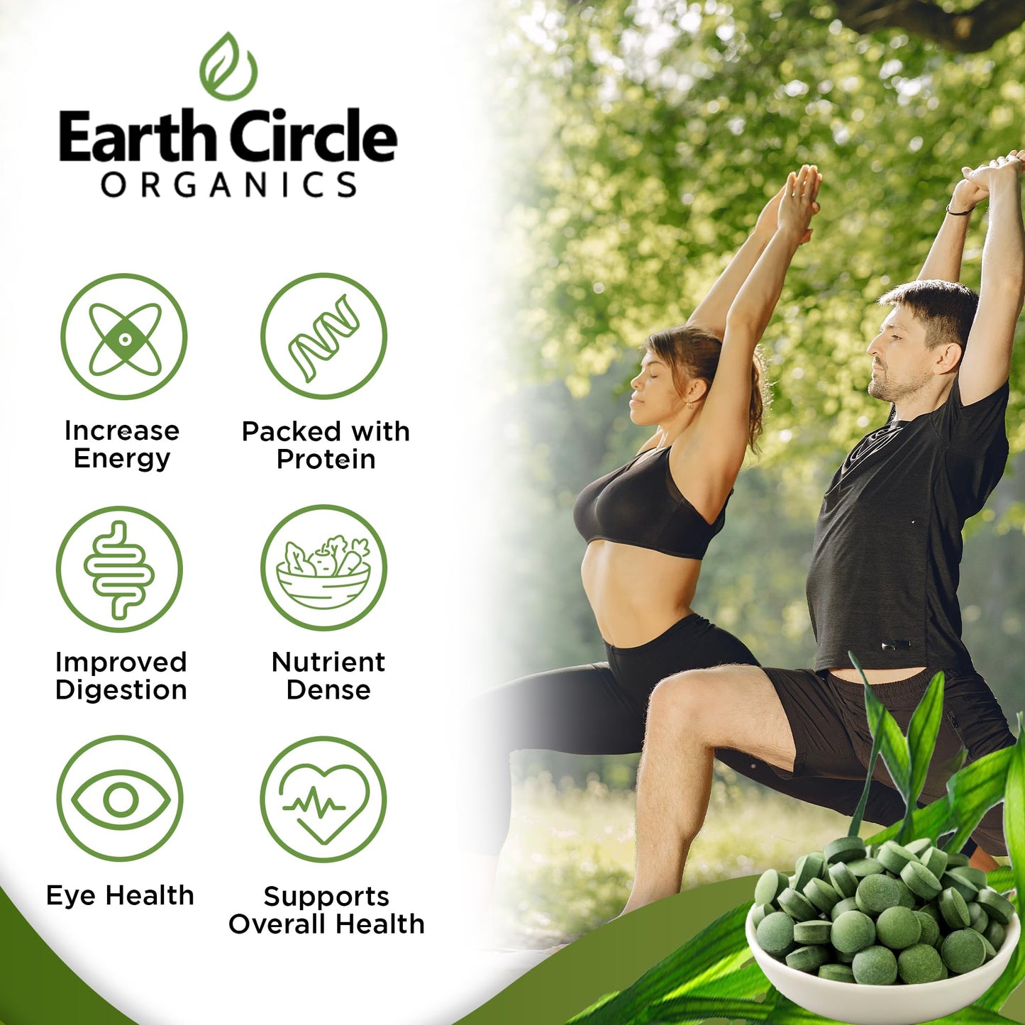Earth Circle Organics Chlorella Tablets 400 (Pack of 2)