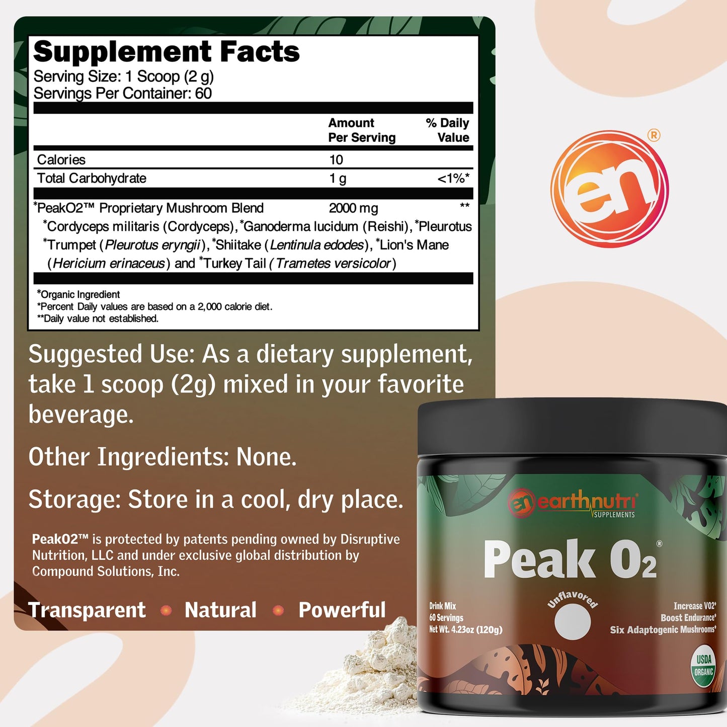 EarthNutri PeakO2 Workout Supplement Powder 4.23 Ounce