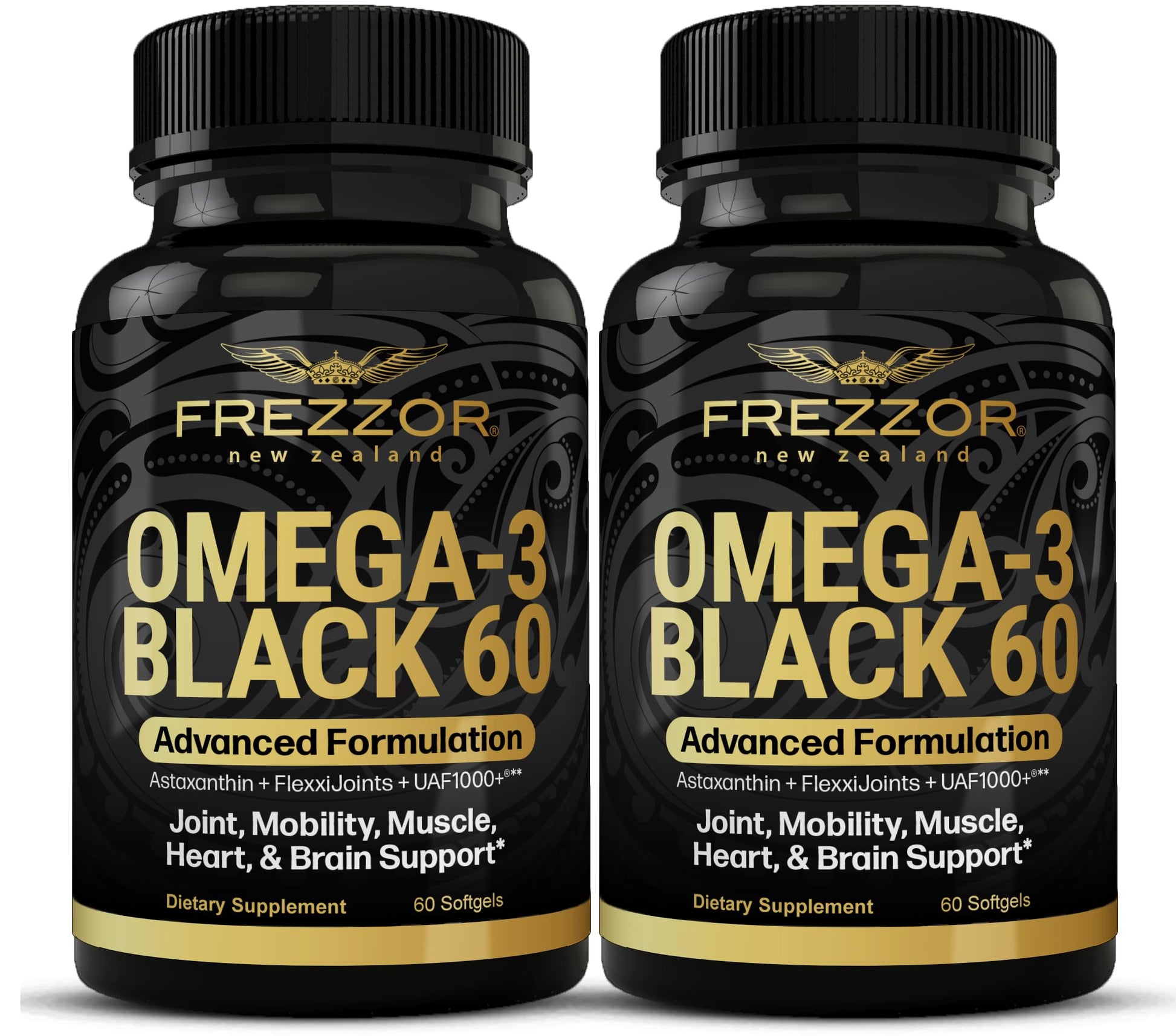 FREZZOR Omega 3 Black for Joint Care & Comfort New Zealand Green Lipped Mussel Oil Softgel 120 Count