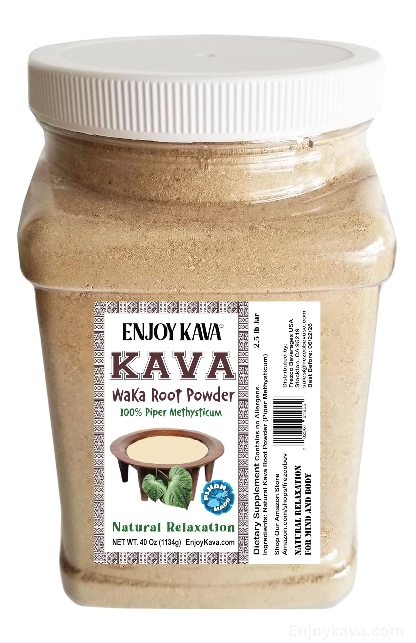 Enjoy Kava Kava Waka Powder – Authentic Noble Kava Root Powder, Powder, 1 Ounce